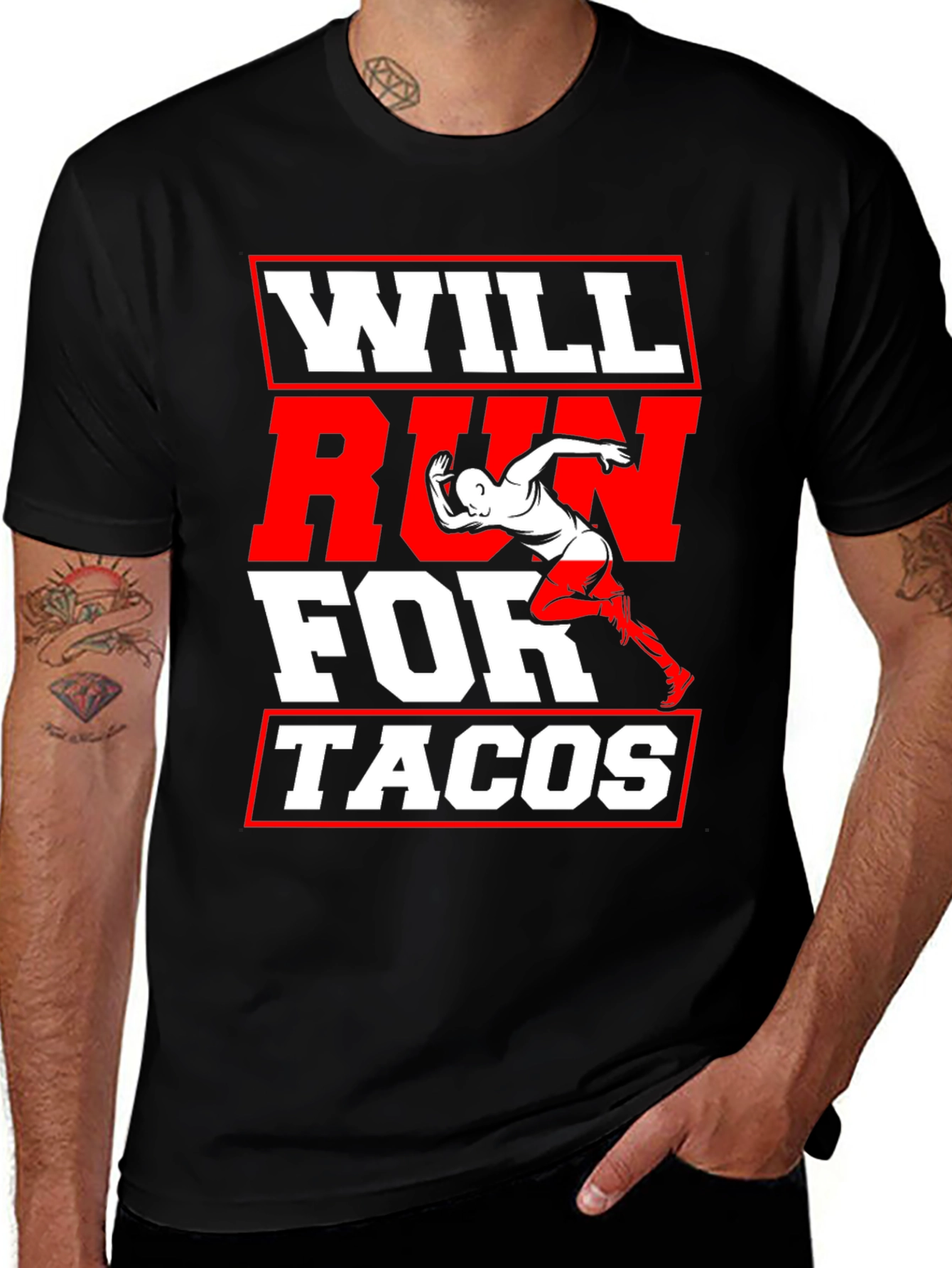 Variant 6 of Will Run for Tacos Graphic T-Shirt