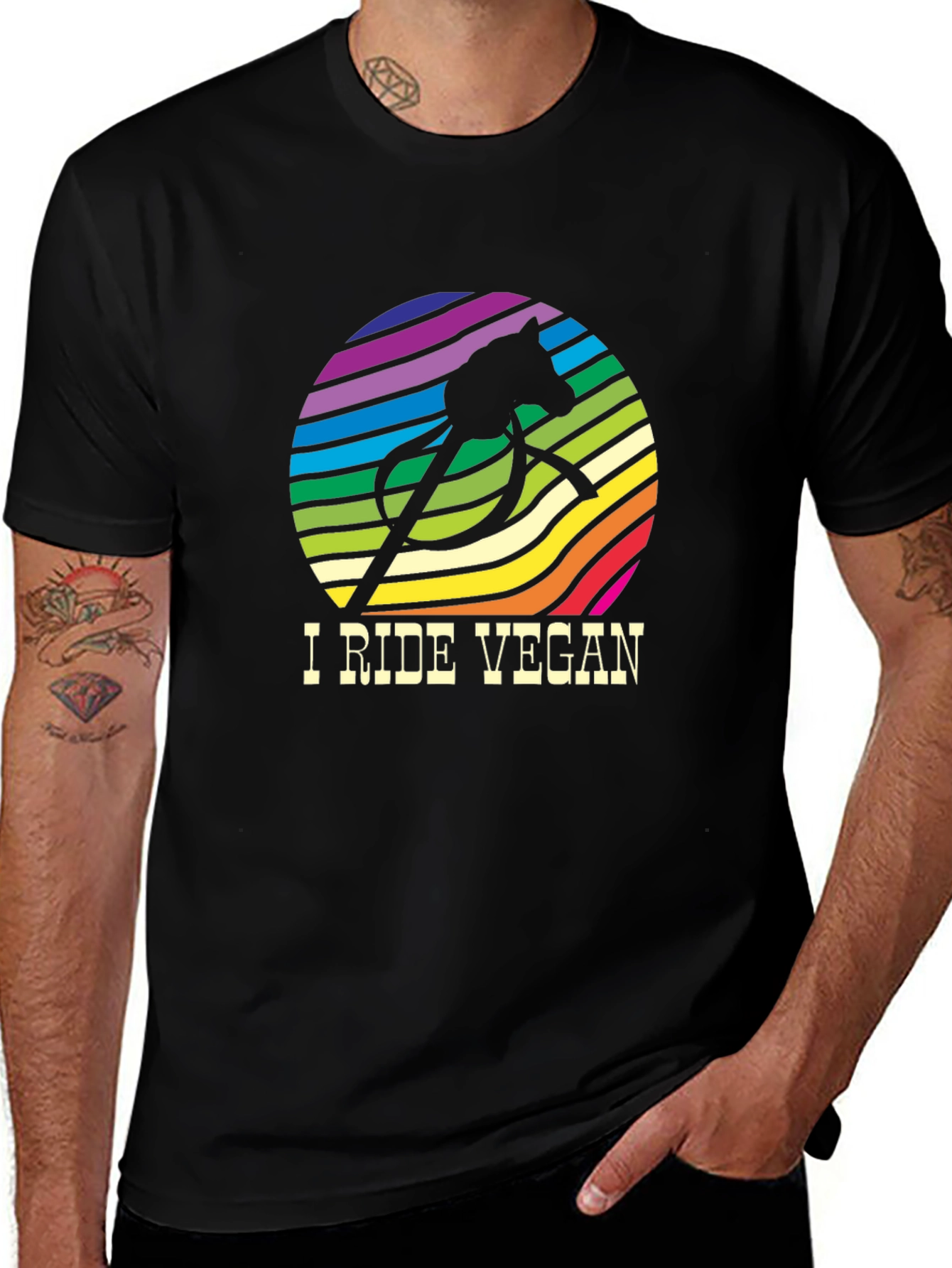 Variant 5 of I Ride Vegan Graphic T-Shirt - Black