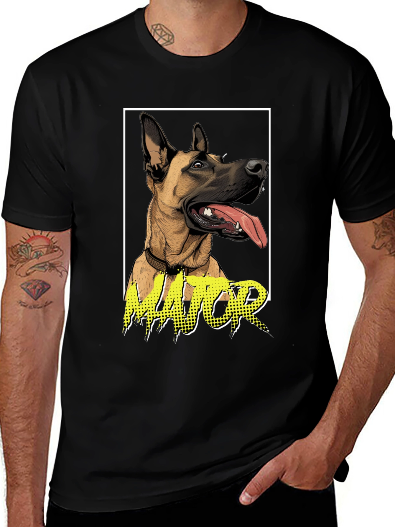 Variant 12 of Dog Lover's 'Major' Graphic Tee - Black