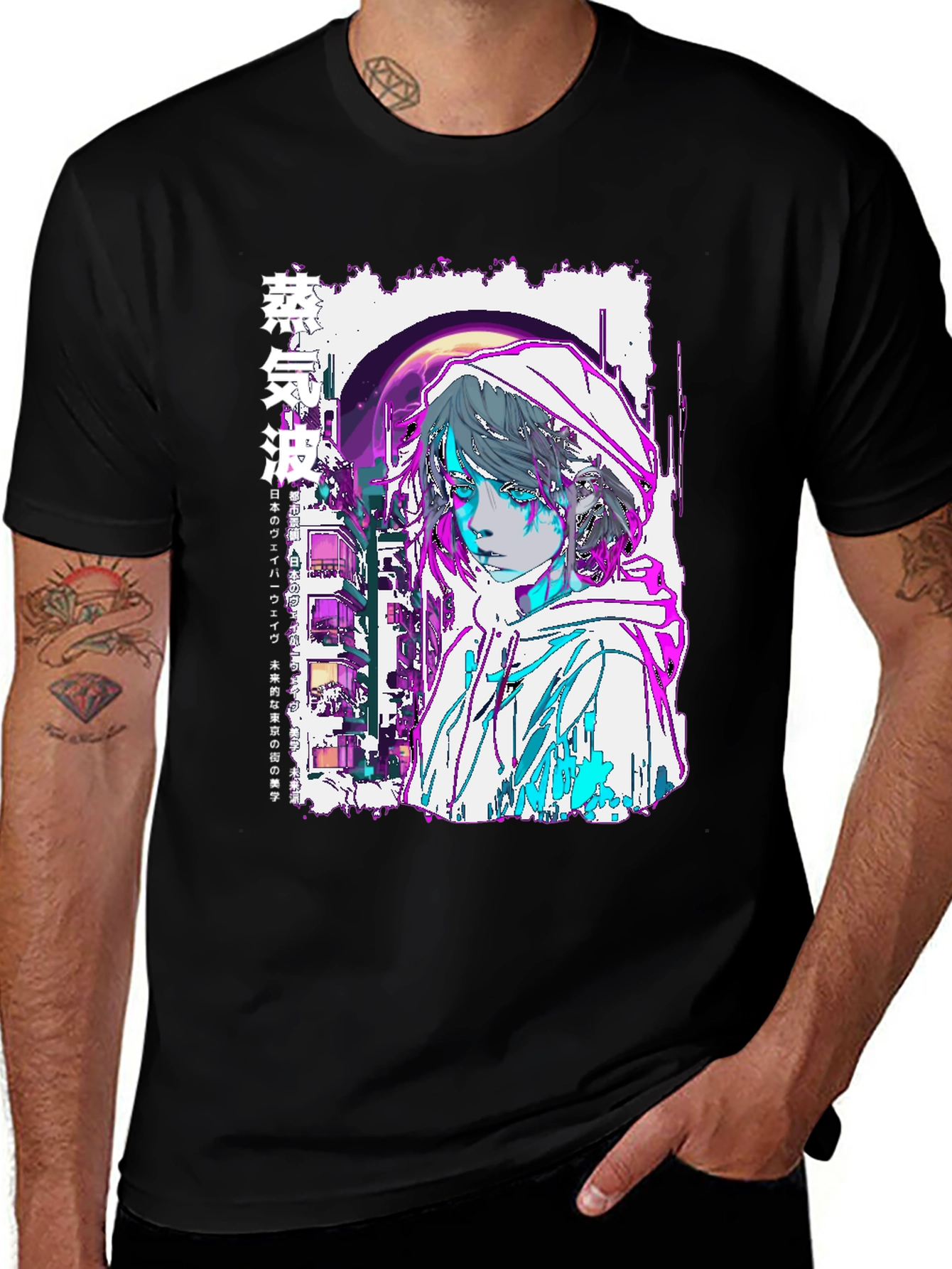 Variant 19 of Vaporwave Anime Graphic T-Shirt - Cyberpunk Style
