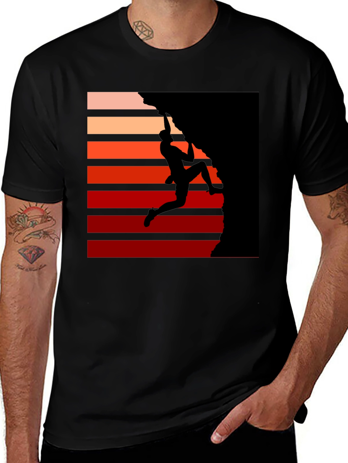 Variant 29 of Sunset Climber Graphic Tee - Rock Climbing T-Shirt