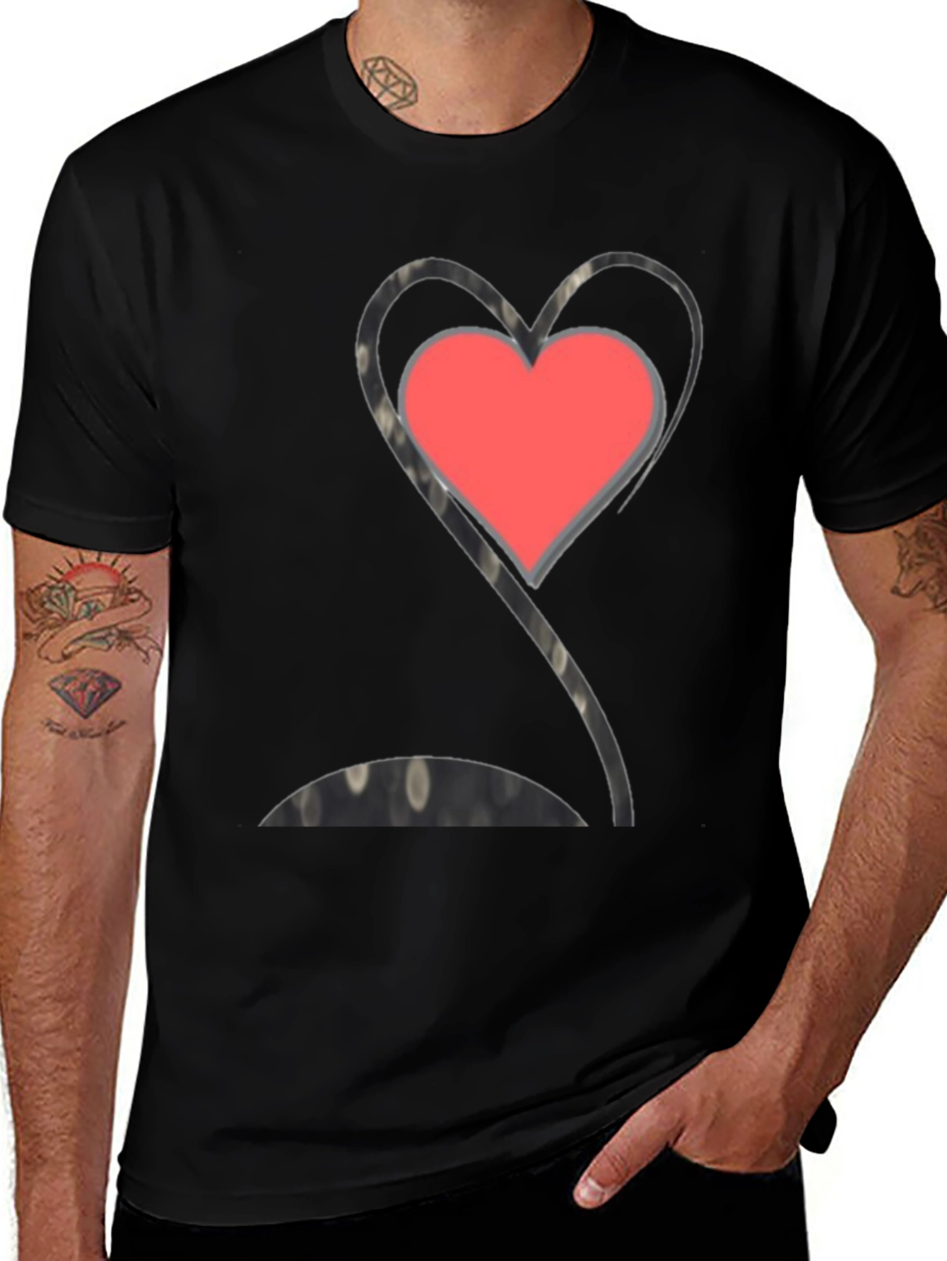 Variant 14 of Heart Valentine Tee - Black Graphic T-Shirt