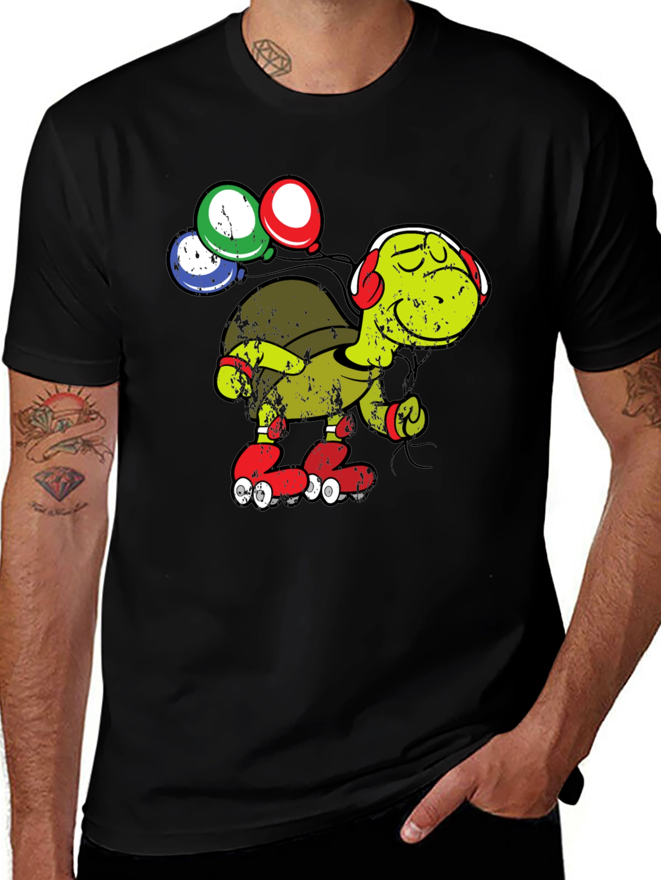 Variant 6 of Turtle on Roller Skates Graphic Tee
