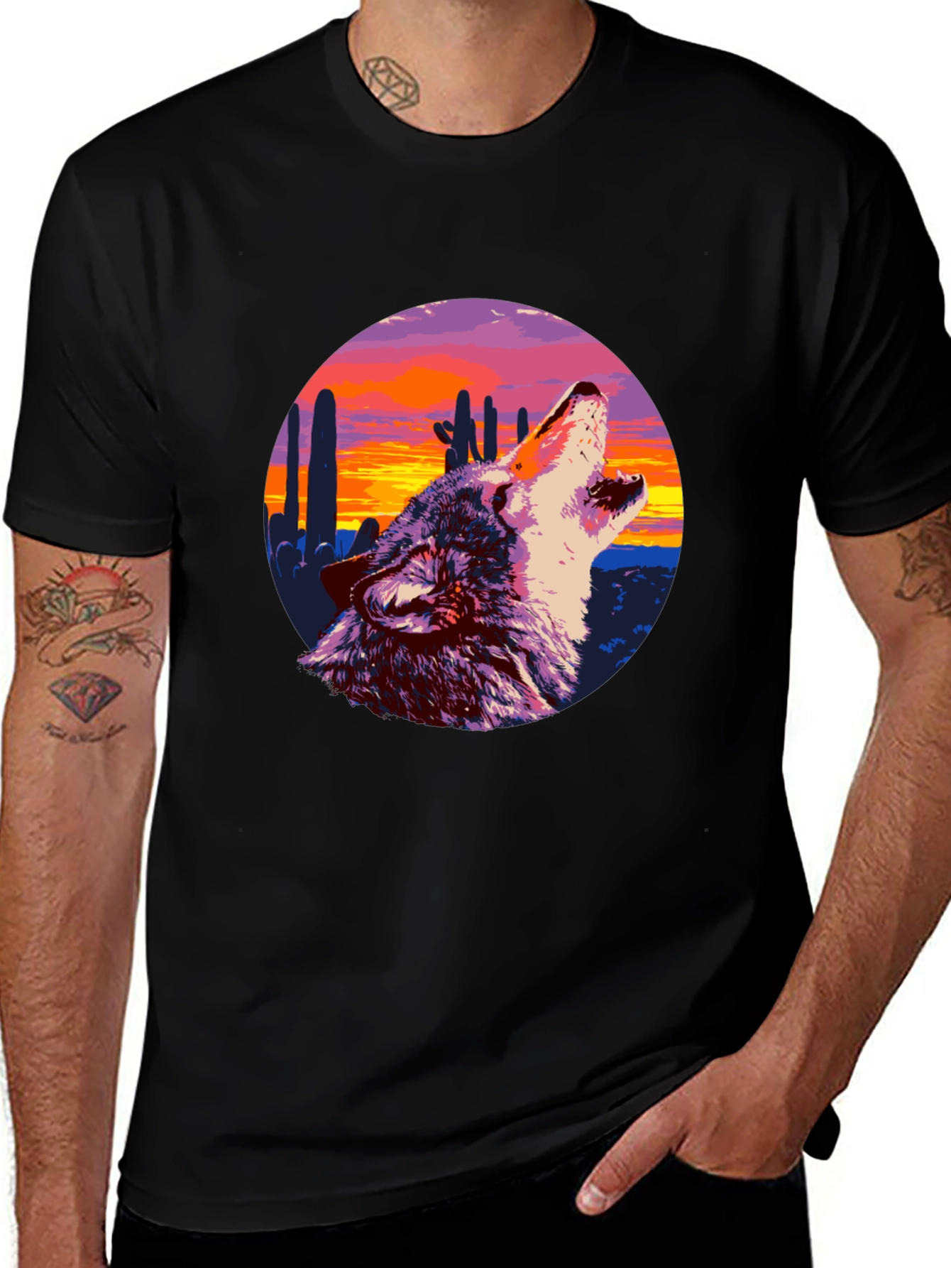 Variant 22 of Wolf Howling at Sunset T-Shirt