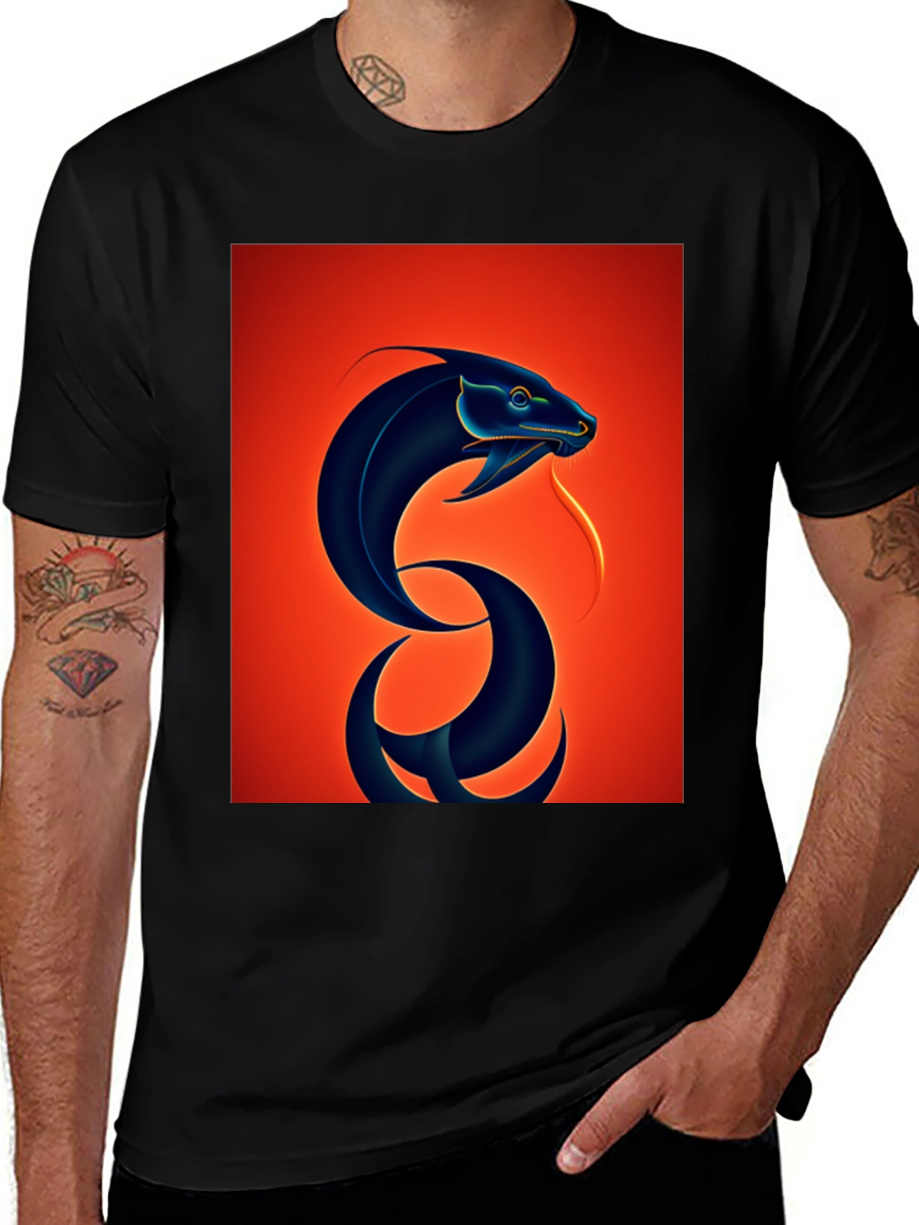 Variant 24 of Snake Graphic Tee - Bold Serpent Design