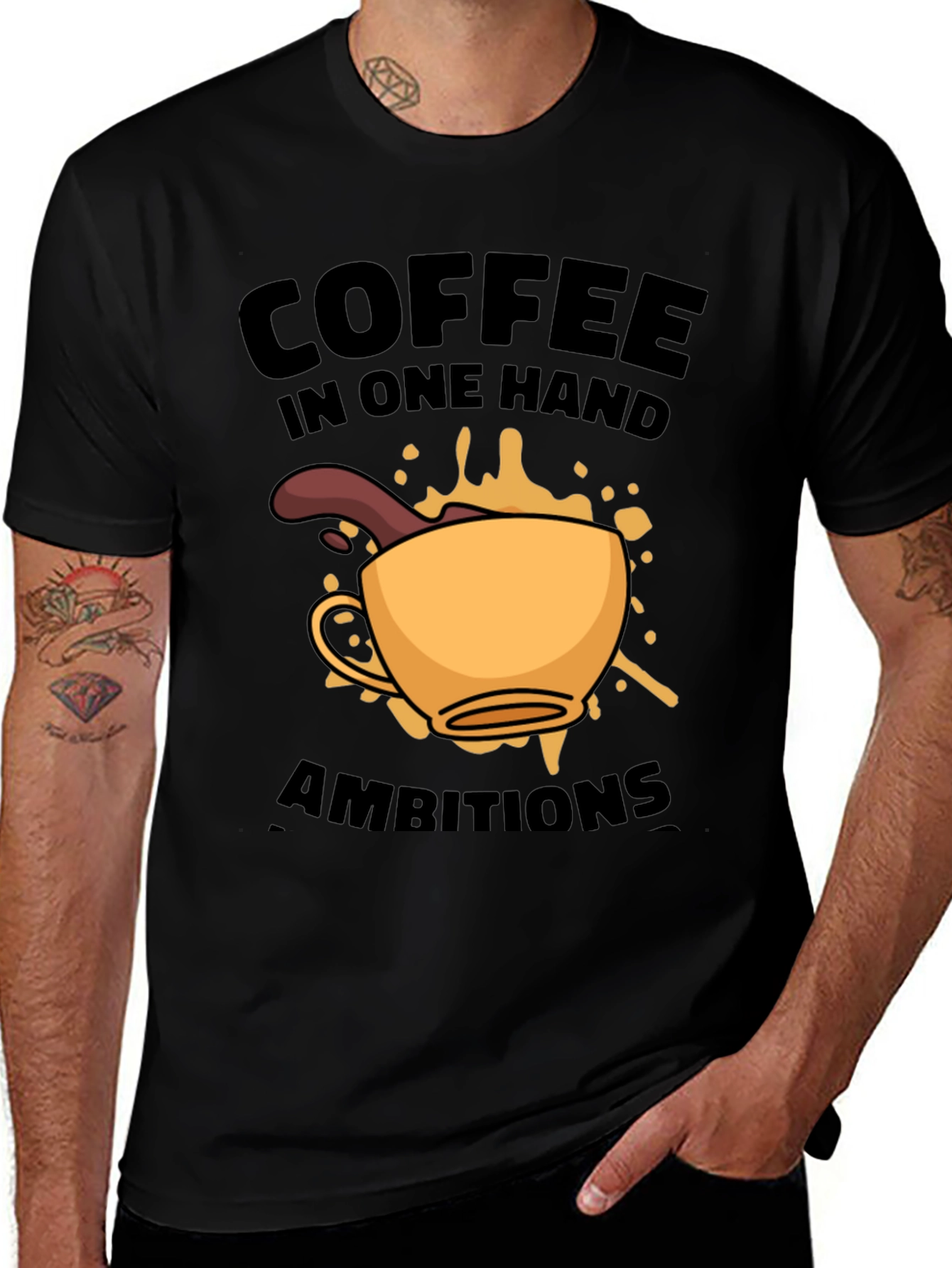 Variant 11 of Coffee & Ambition T-Shirt - Black Graphic Tee
