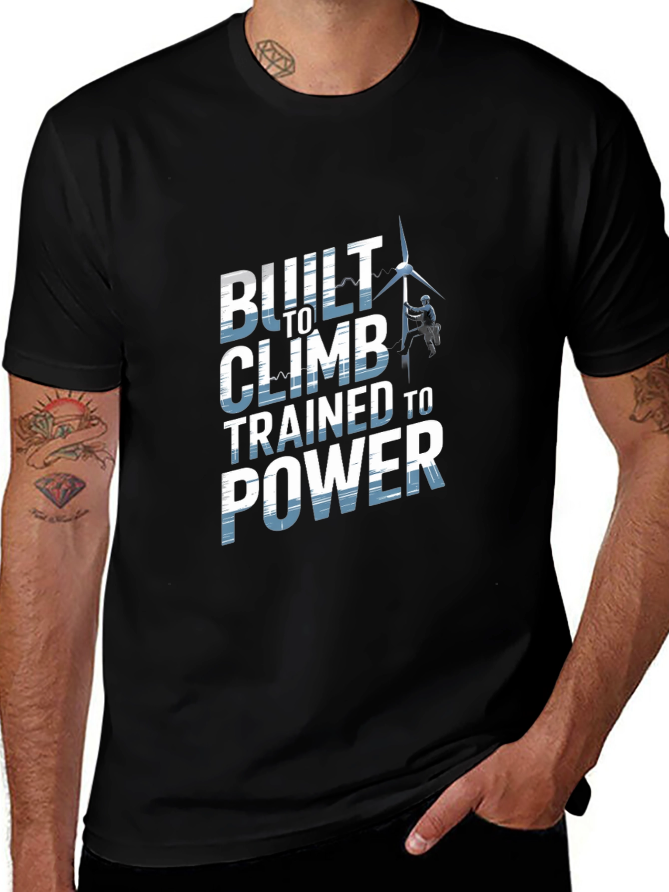 Variant 23 of Built To Climb T-Shirt - Power Lineman Tee
