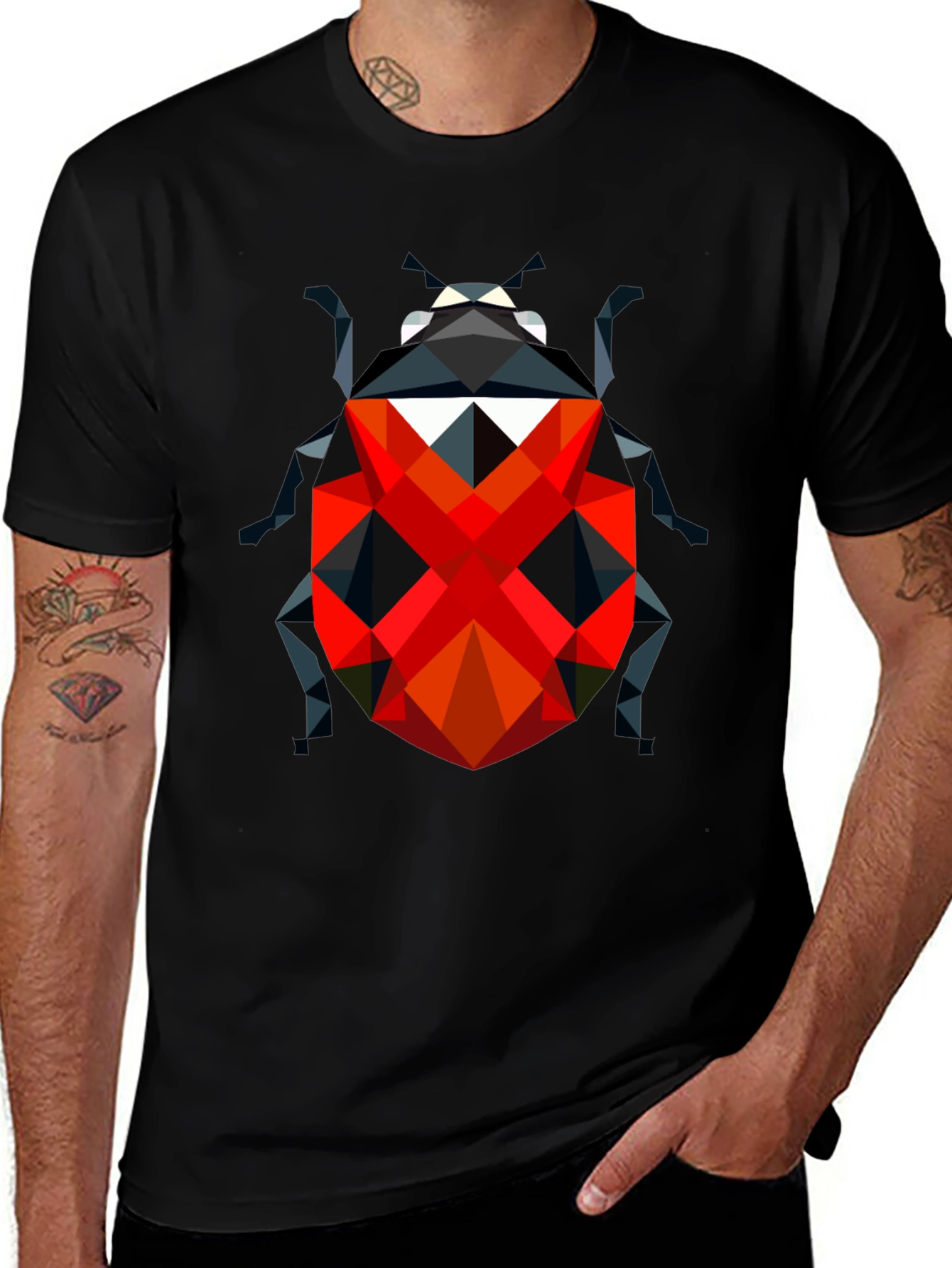Variant 8 of Geometric Ladybug Graphic Tee - Modern Insect Design