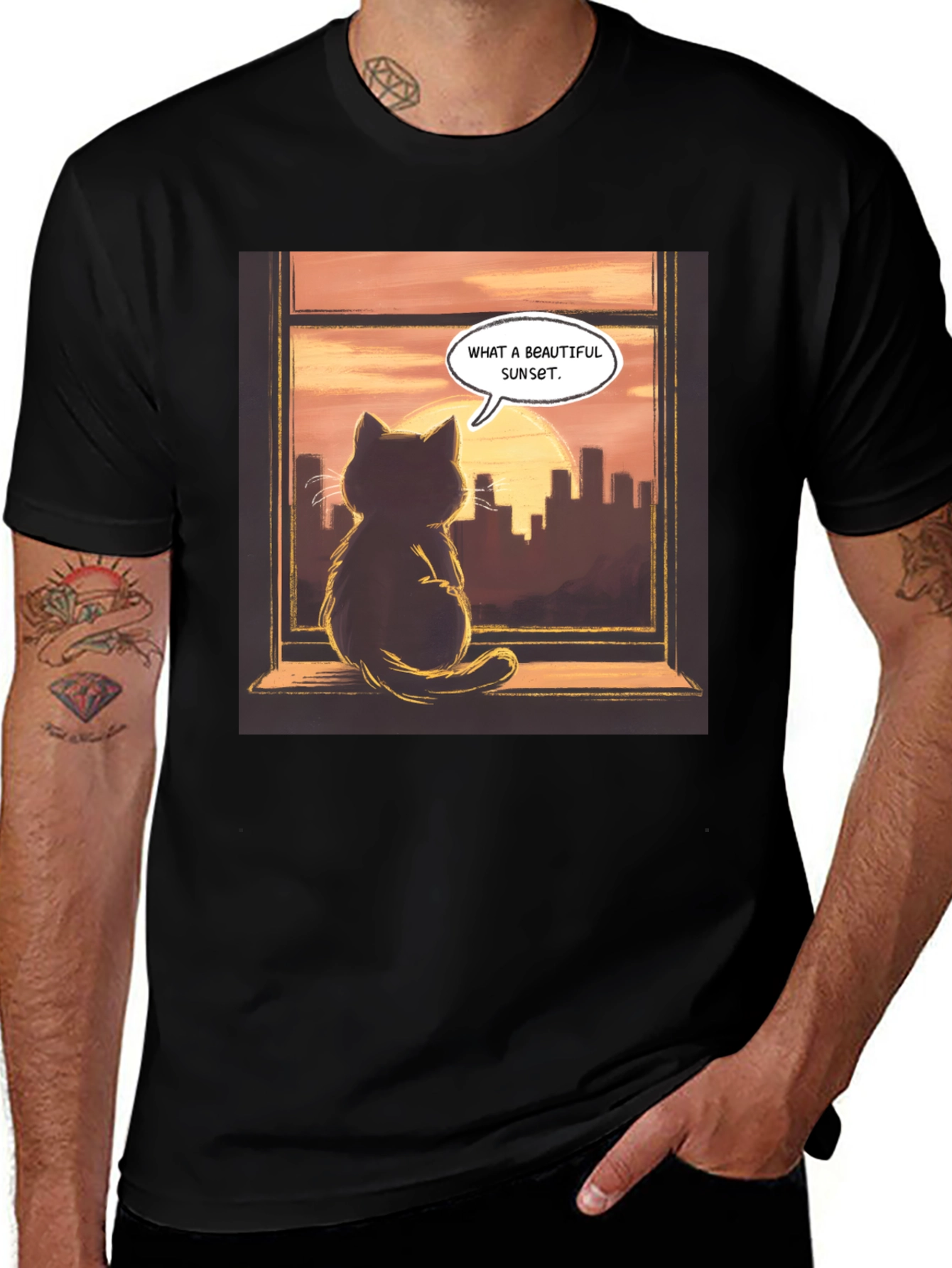 Sunset Cat T-Shirt - Beautiful View