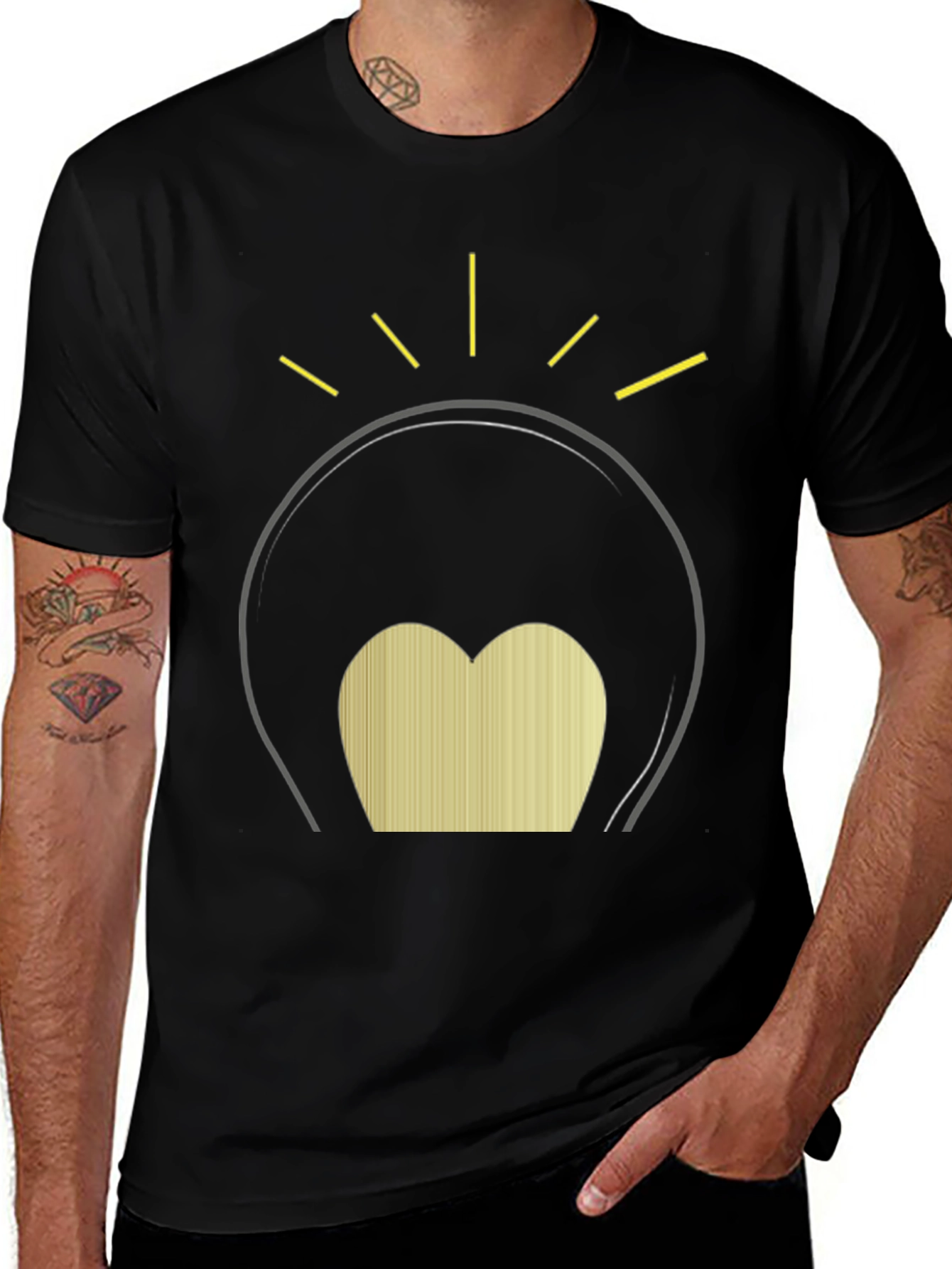 Variant 26 of Idea Lightbulb Graphic Tee - Black Cotton Comfort