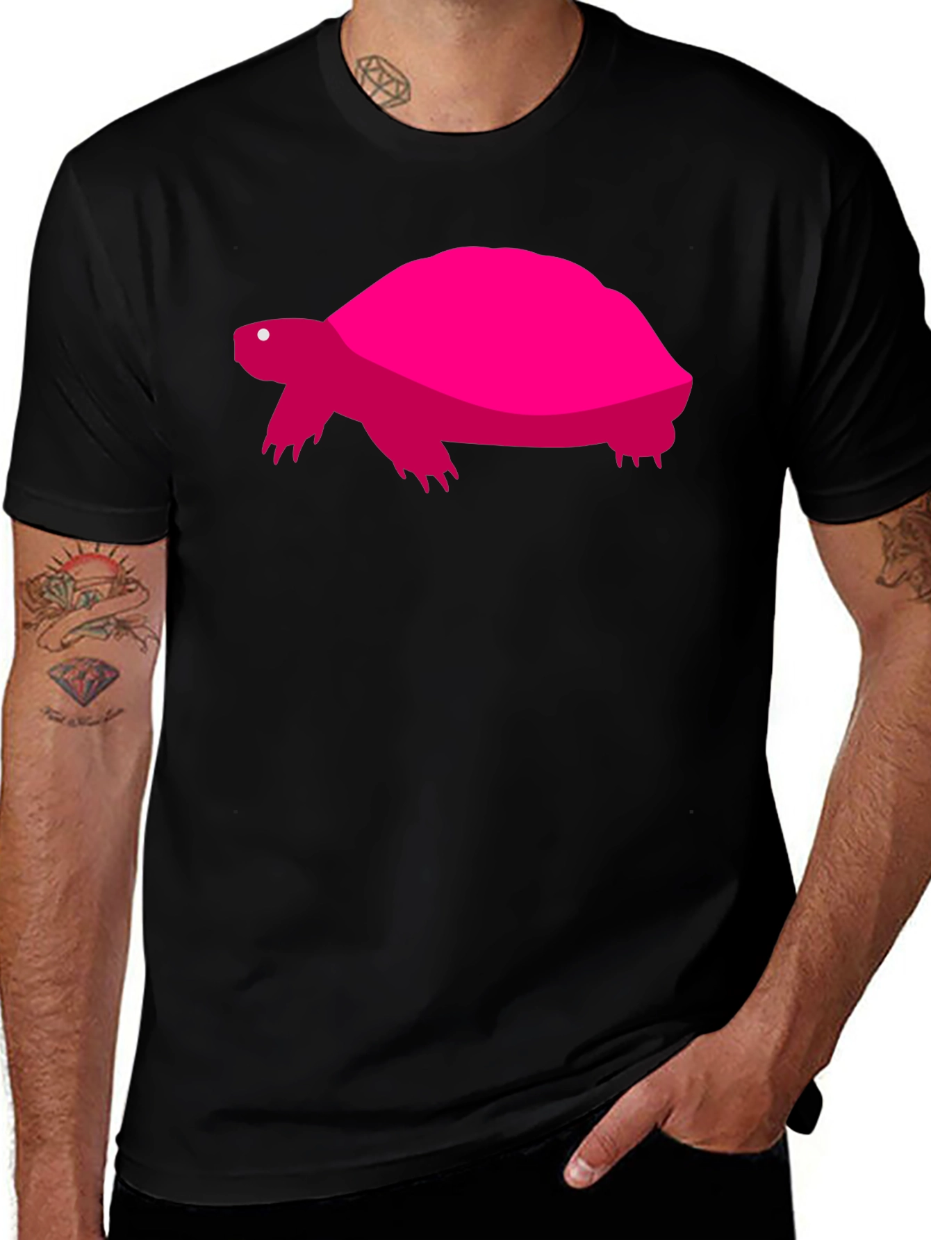 Variant 16 of Pink Turtle Graphic Black T-Shirt