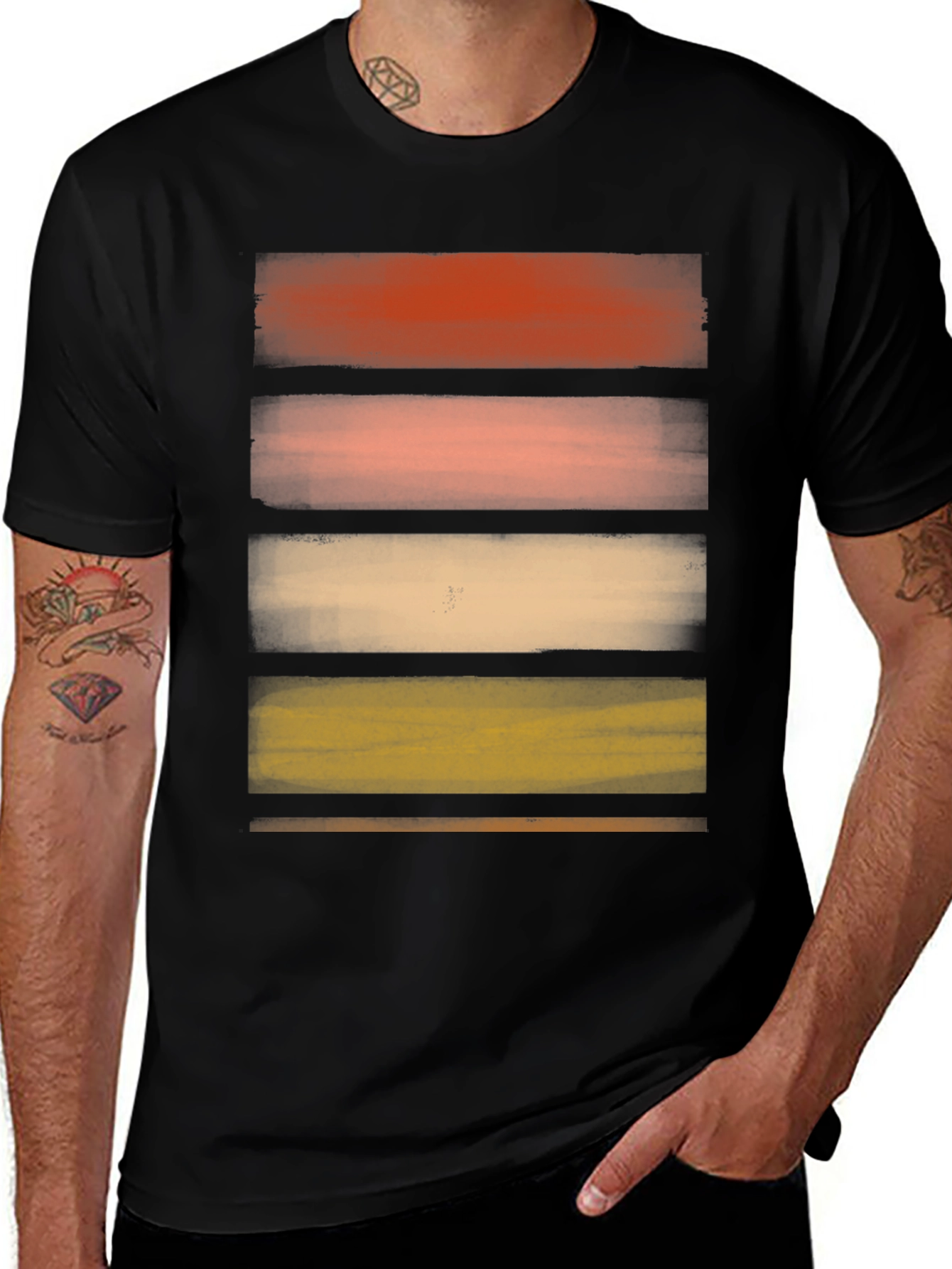 Variant 11 of Abstract Striped Graphic Black T-Shirt