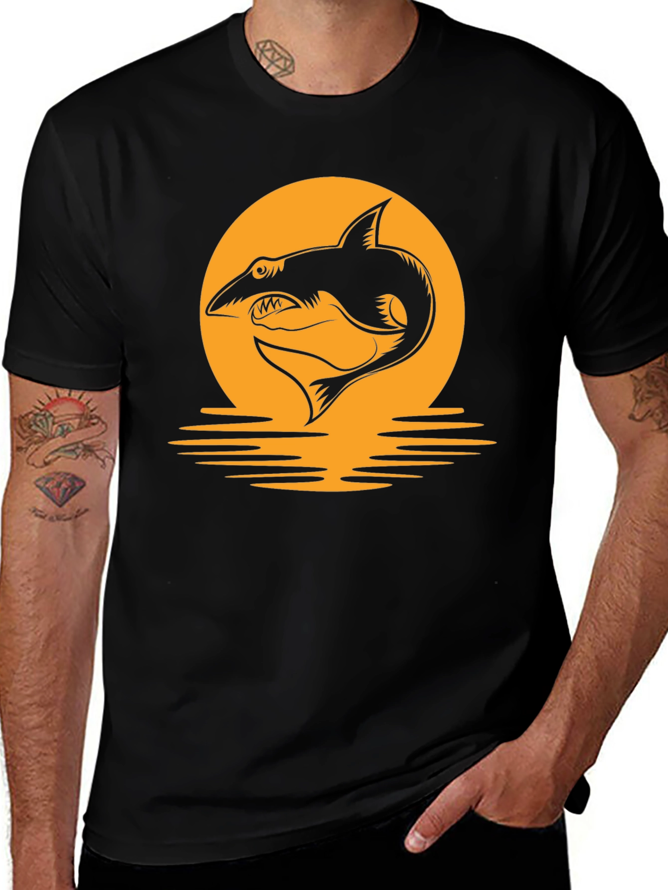 Shark Sunset Graphic T-Shirt