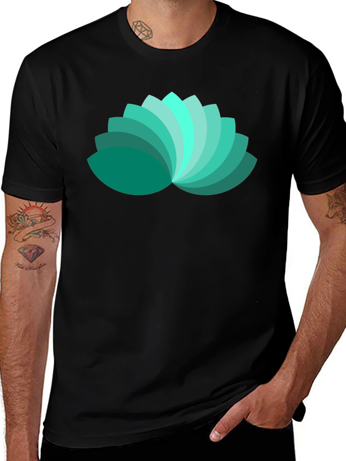 Black Lotus Petal Graphic Black T-Shirt main image