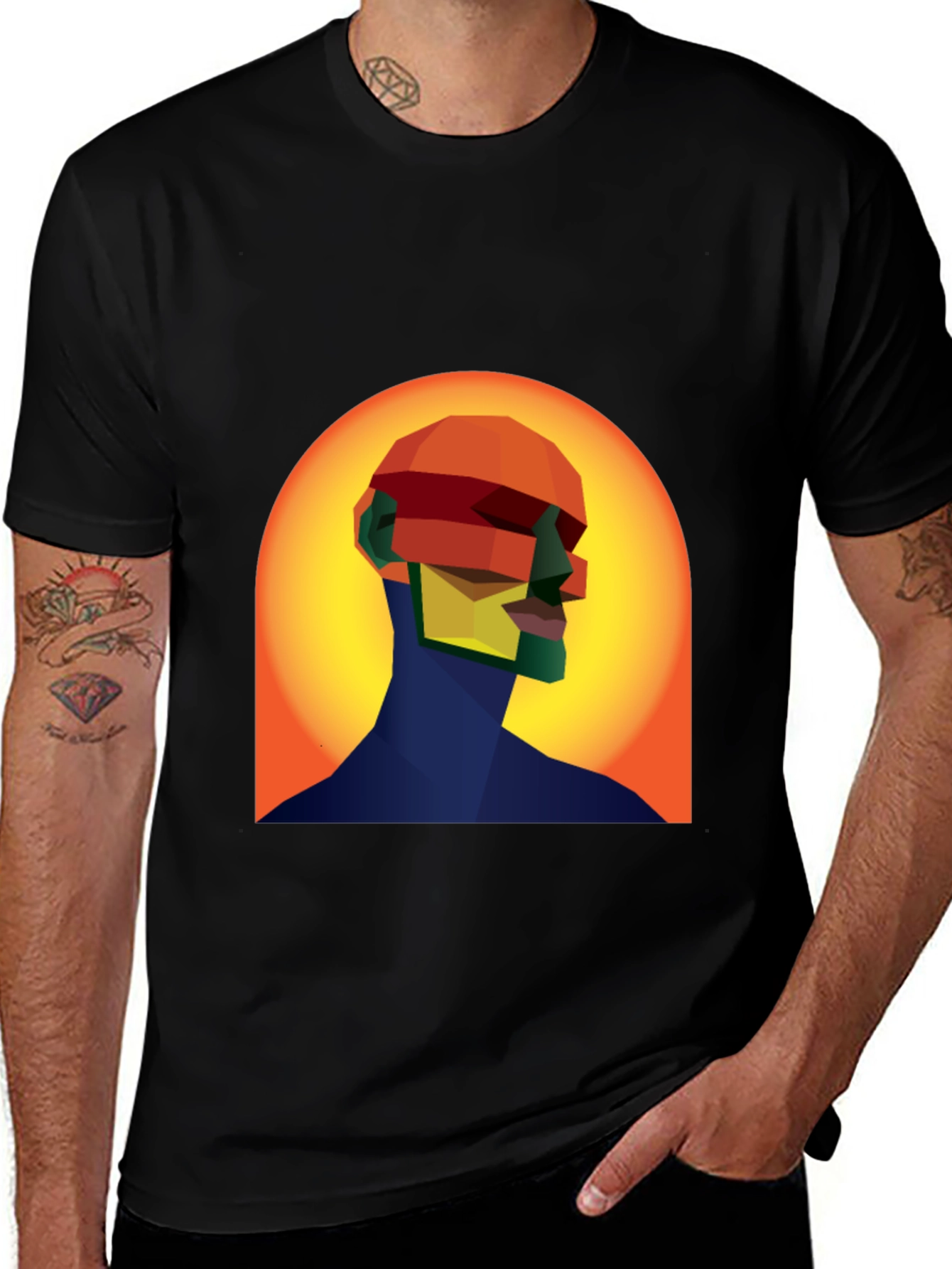 Variant 21 of Abstract Geometric Head T-Shirt - Modern Art Tee