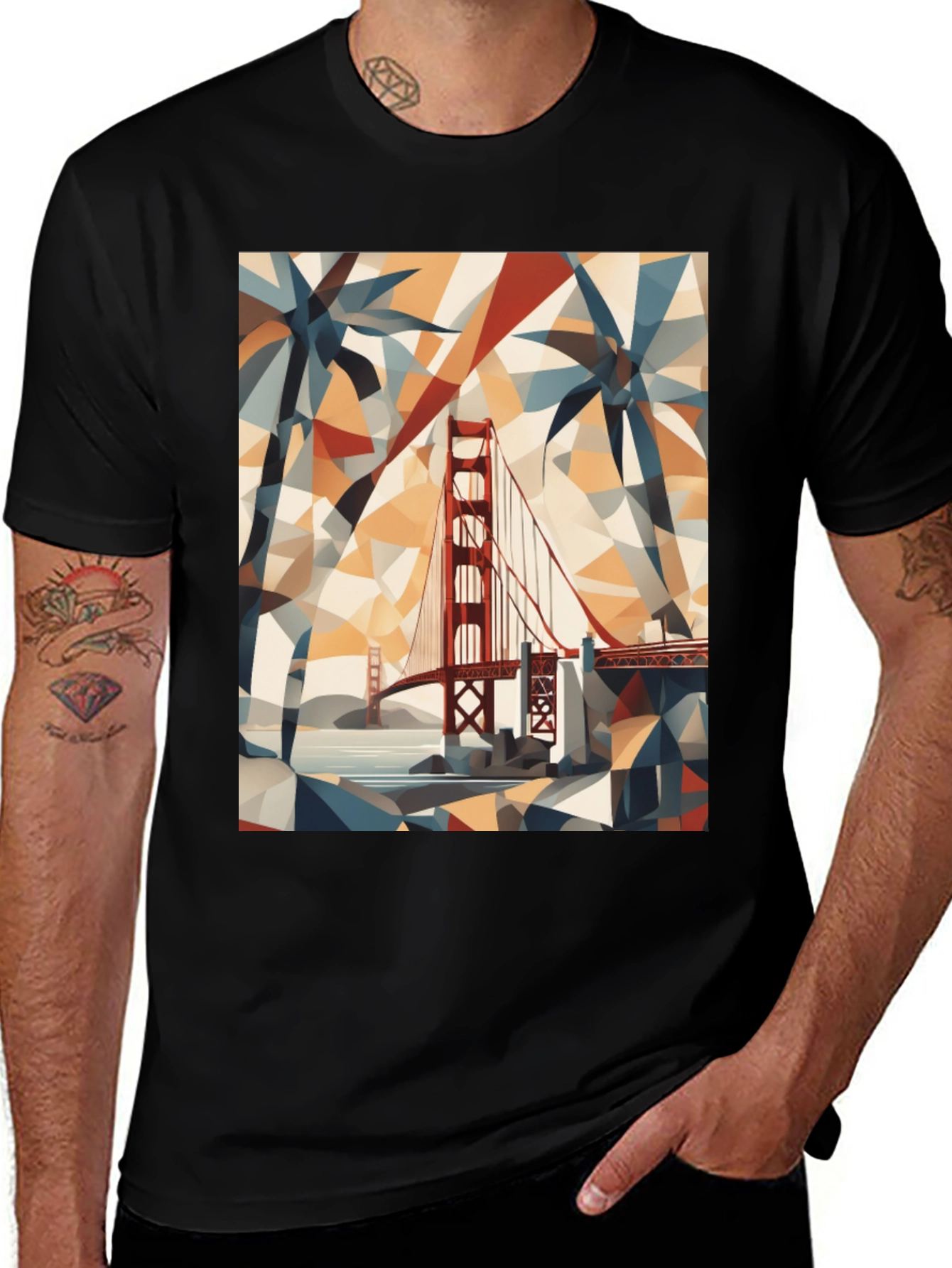 Variant 27 of Golden Gate Bridge Geometric T-Shirt