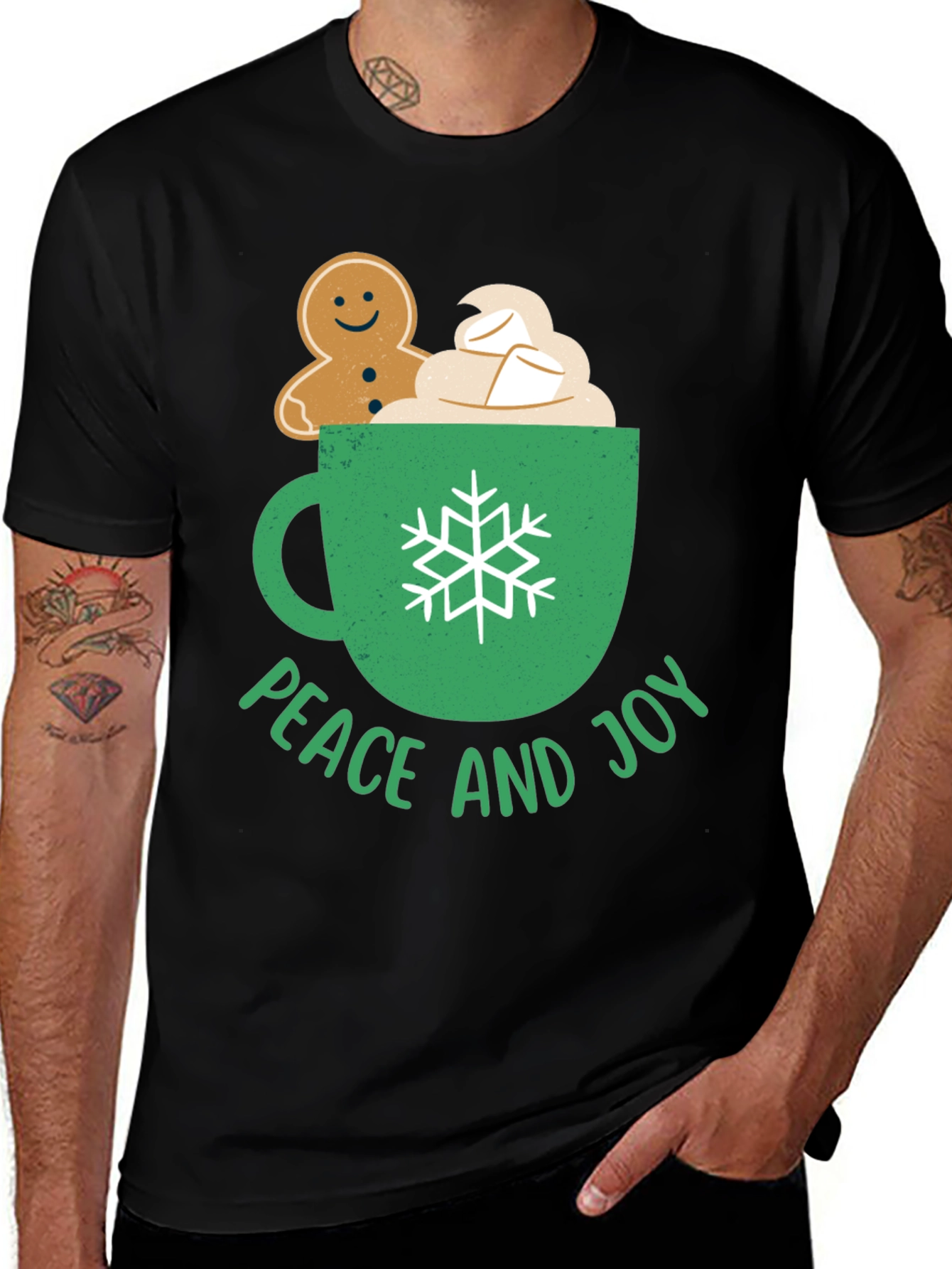 Peace and Joy Gingerbread Holiday T-Shirt
