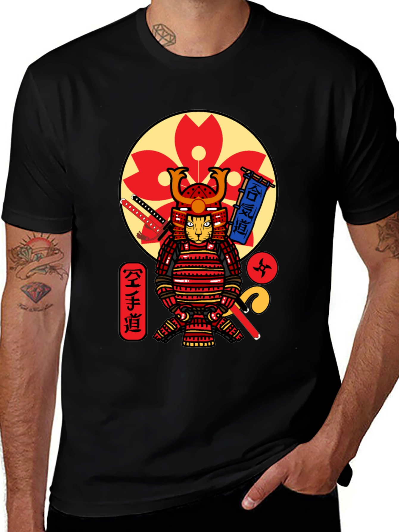 Variant 29 of Samurai Cat T-Shirt - Cool Graphic Tee