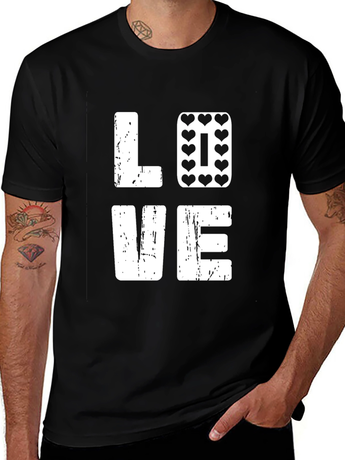 Variant 16 of Love Heart Graphic Tee - Black Cotton Blend