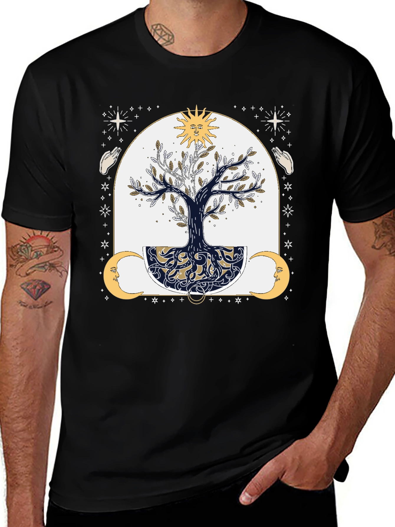 Variant 30 of Mystic Tree Graphic Tee - Sun, Moon, and Stars