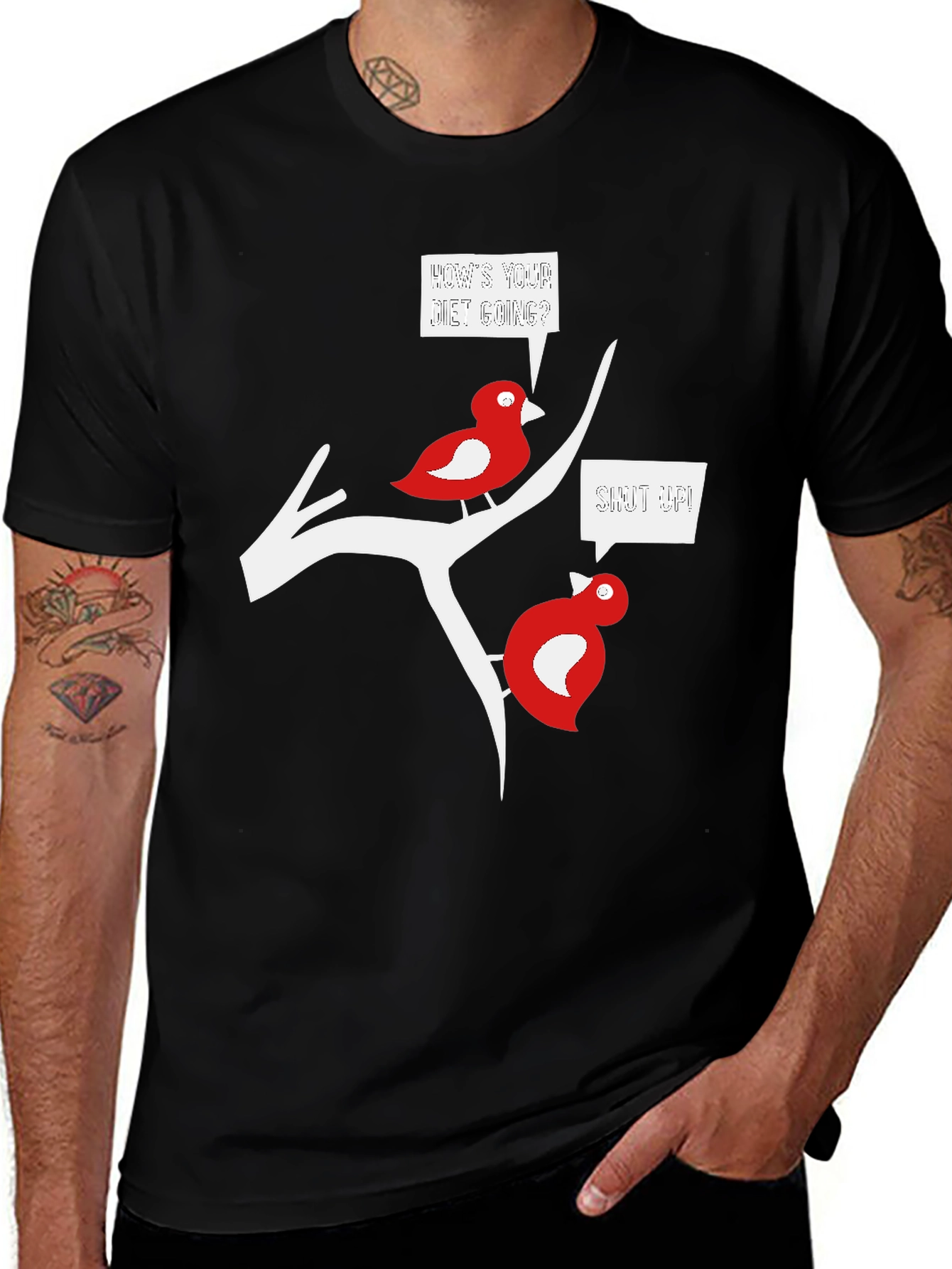 Variant 19 of Funny Bird Diet T-Shirt - Black