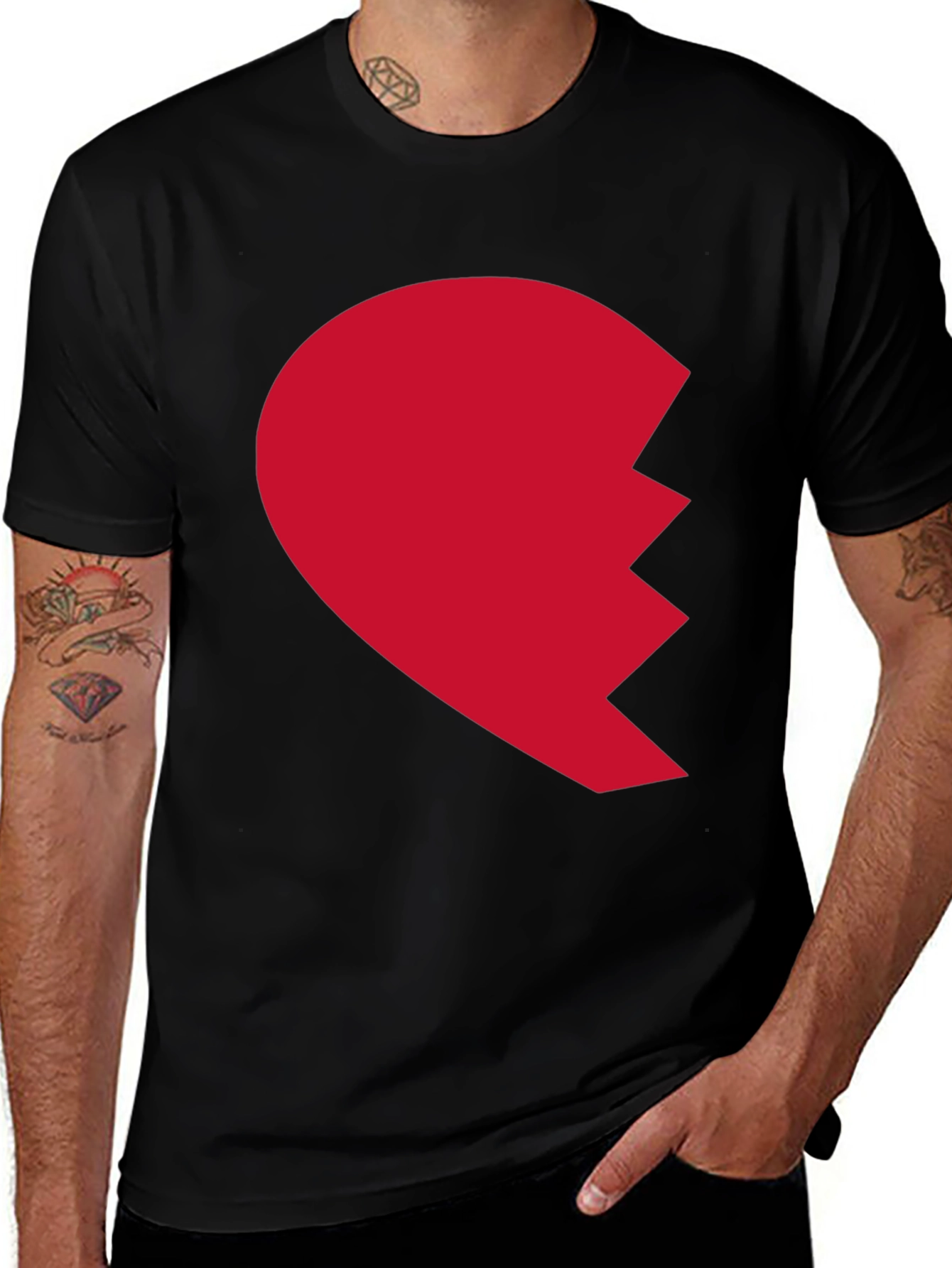 Variant 22 of Broken Heart Graphic Tee - Men's Black T-Shirt