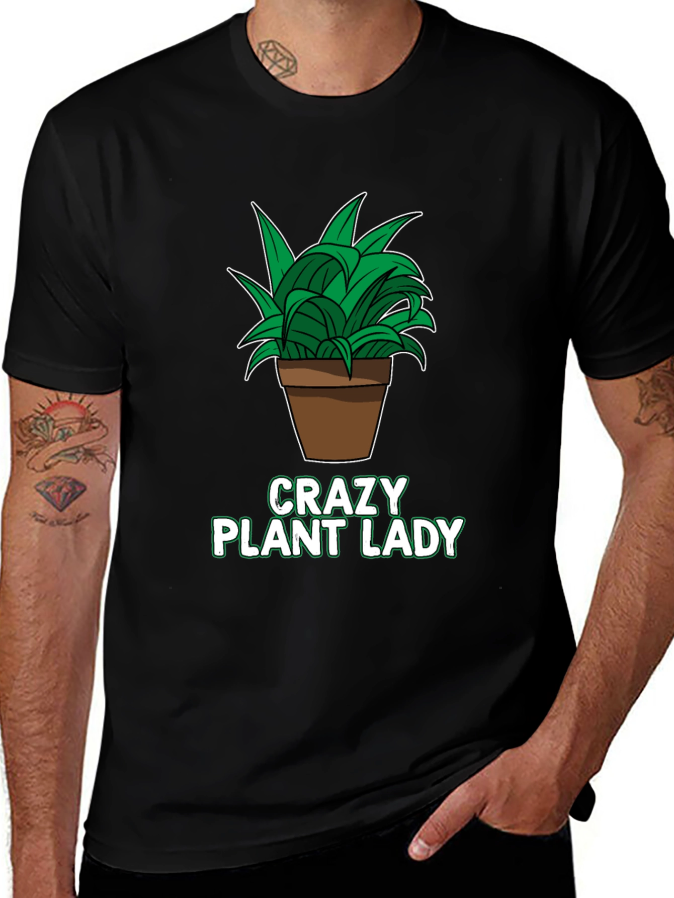 Variant 25 of Crazy Plant Lady Graphic T-Shirt - Black