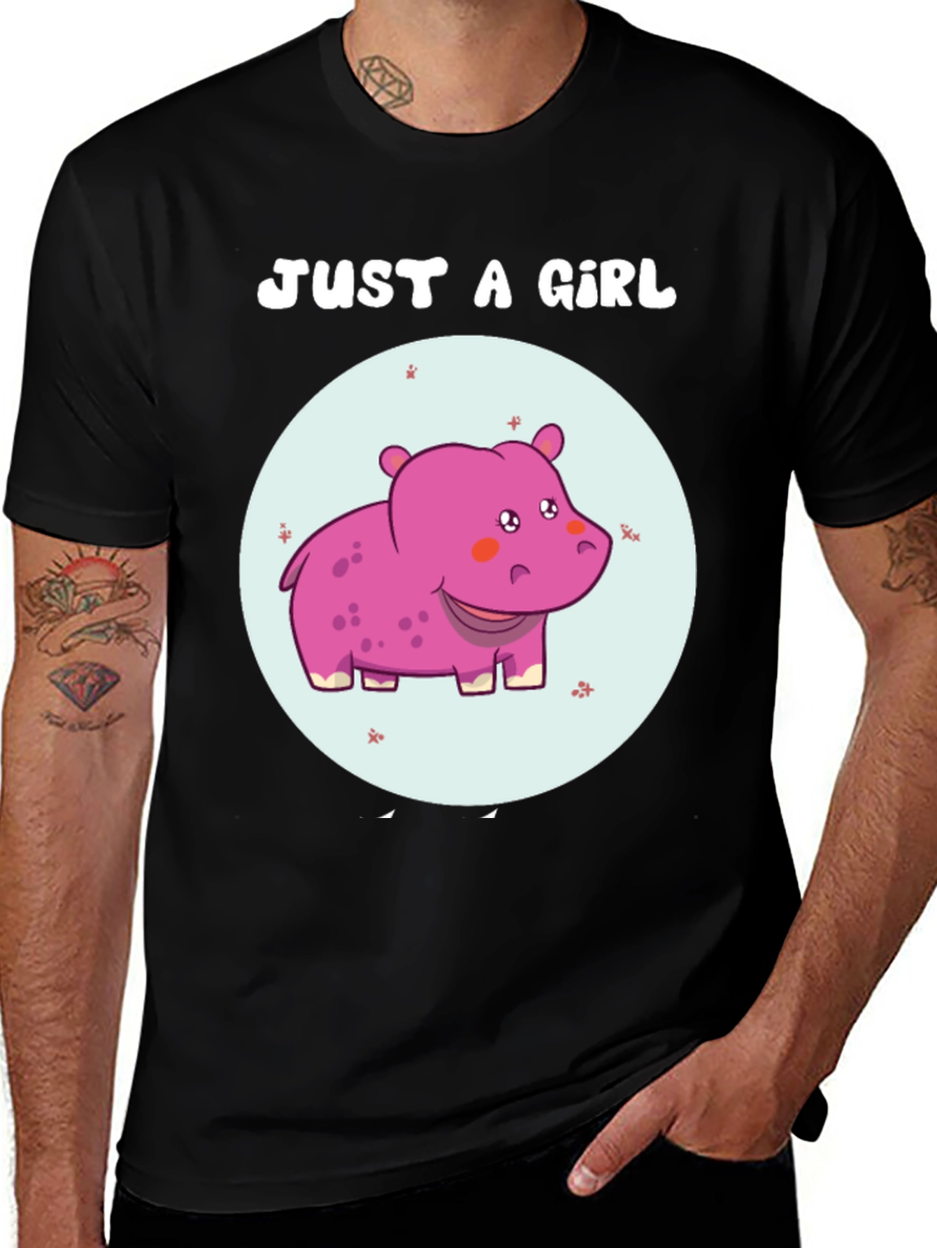 Variant 25 of Just A Girl Hippo T-Shirt Cute Animal Graphic Tee