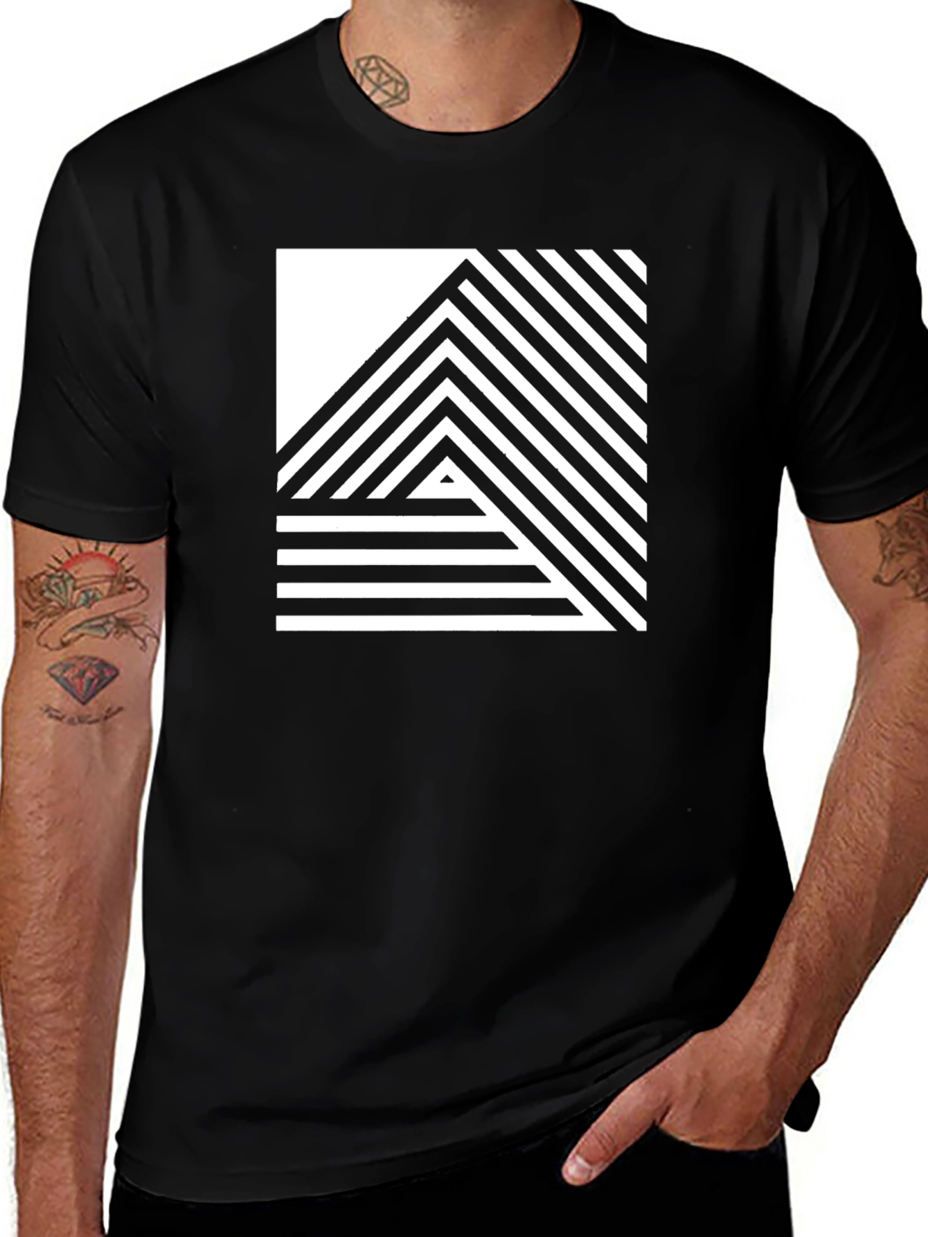 Variant 7 of Geometric Stripe T-Shirt - Modern Design