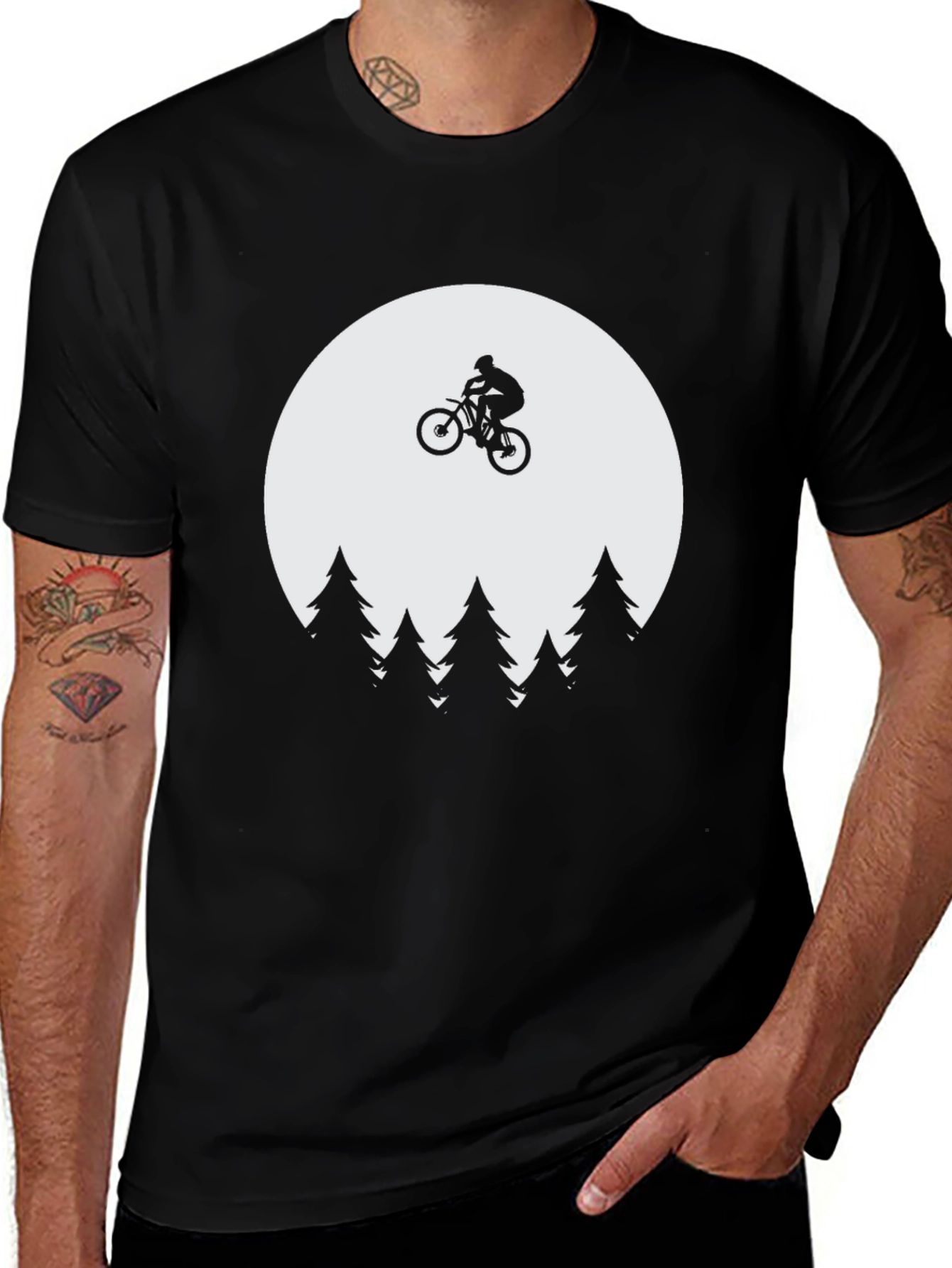 Variant 10 of Mountain Biker Moon T-Shirt - Black