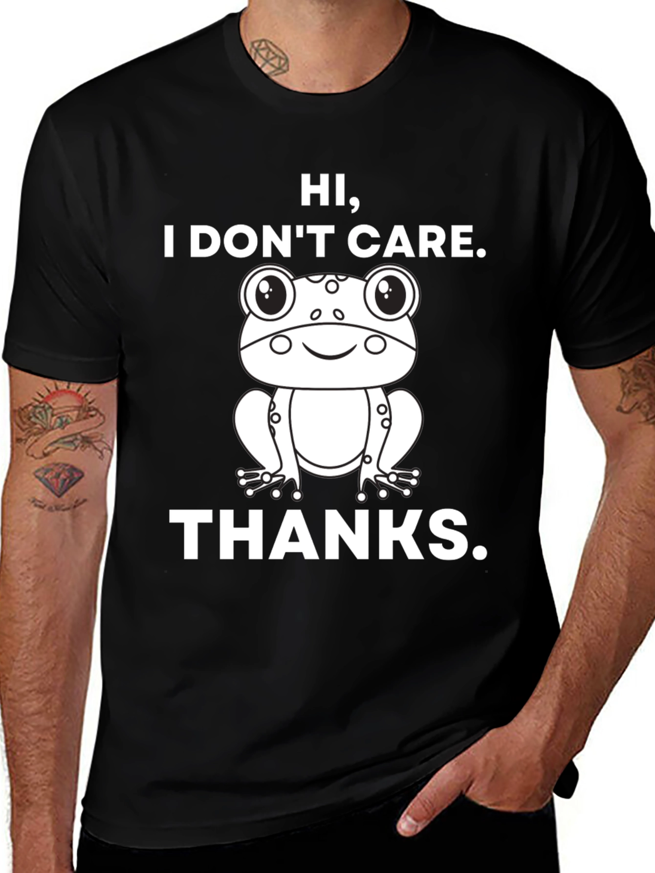 Funny Frog Graphic T-Shirt - Hi, I Don't Care, Thanks