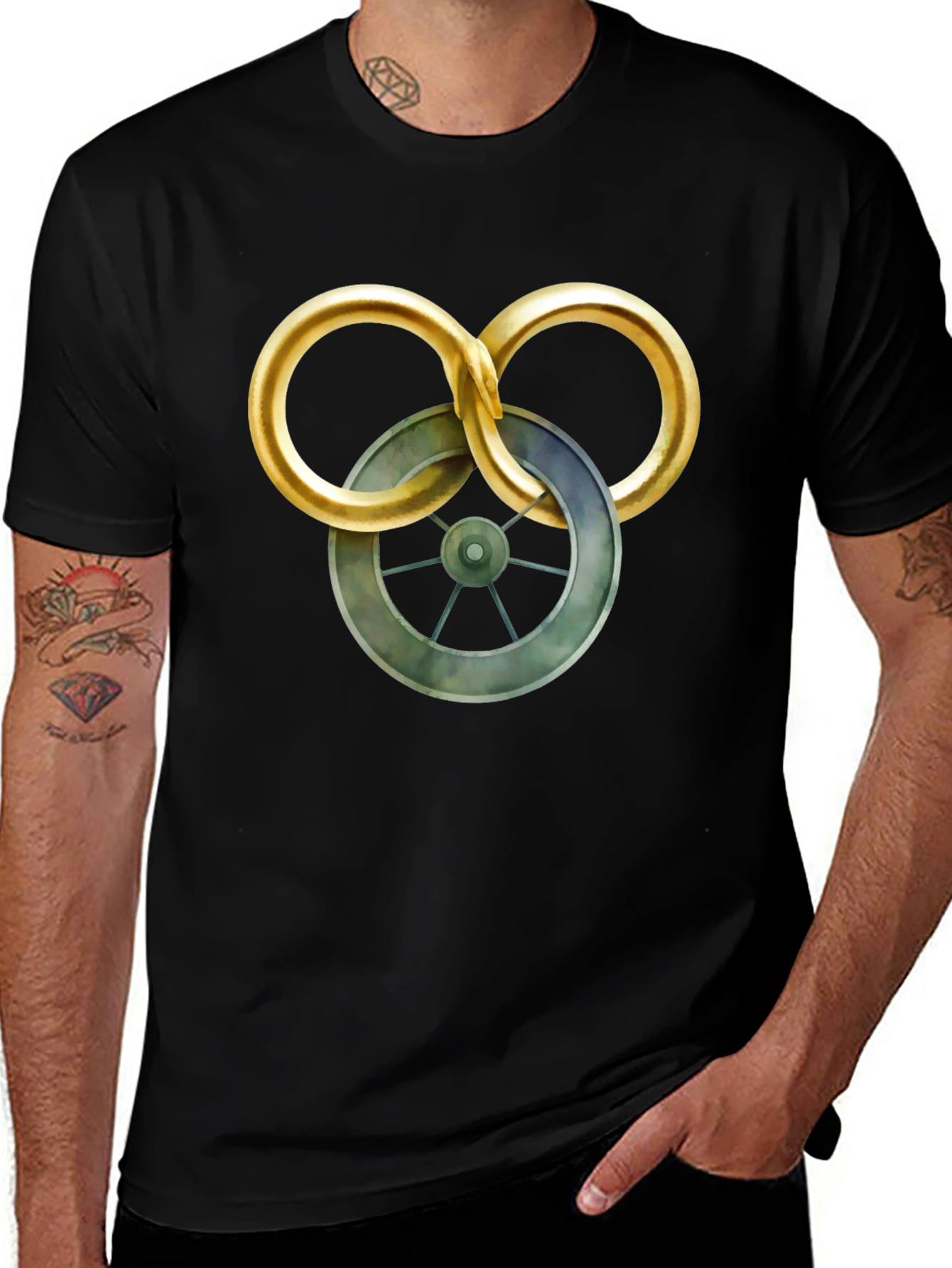 Variant 19 of Men's Graphic T-Shirt - Wheel Design, Casual Wear