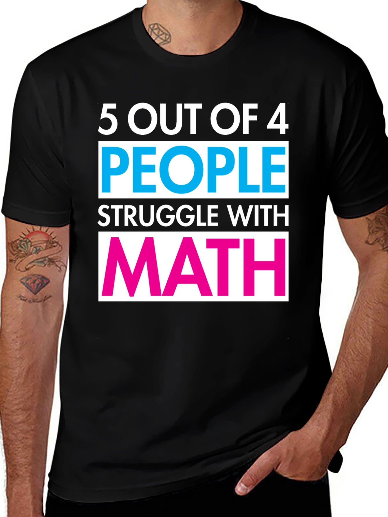 Variant 26 of Funny Math T-Shirt - 5 Out of 4 People Struggle Tee