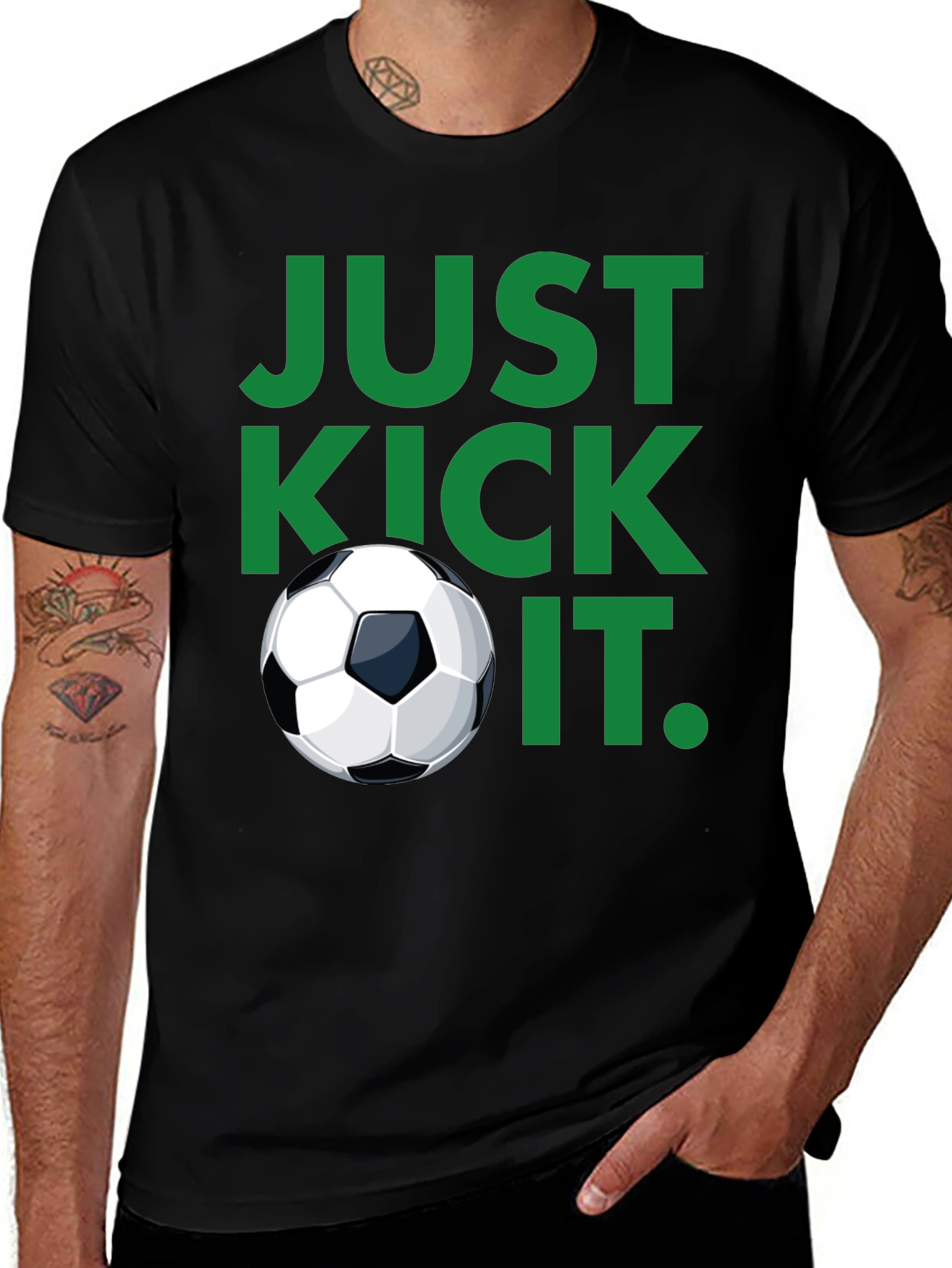 Variant 27 of Just Kick It Black Soccer T-Shirt