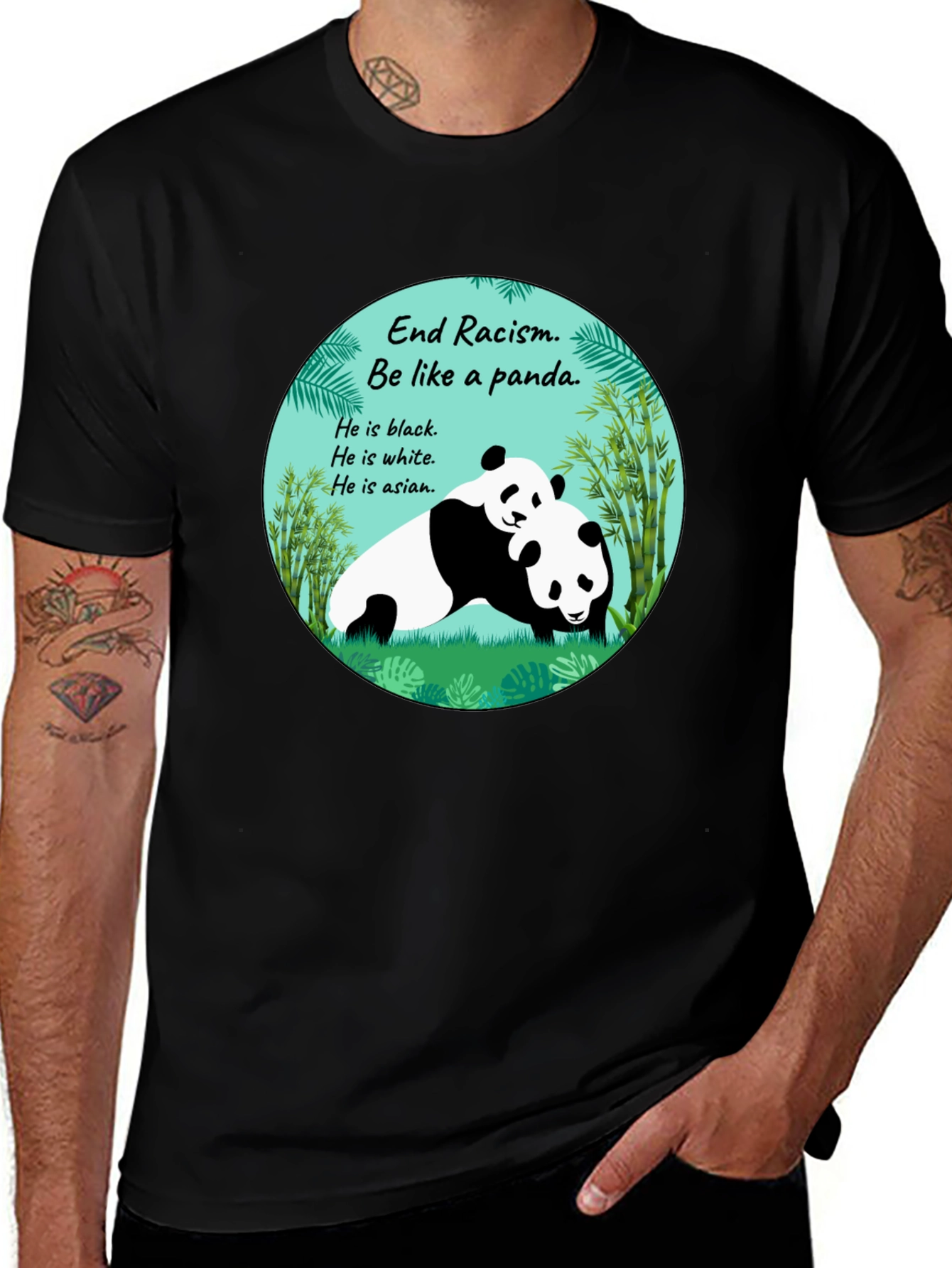 Variant 26 of End Racism Panda Graphic T-Shirt