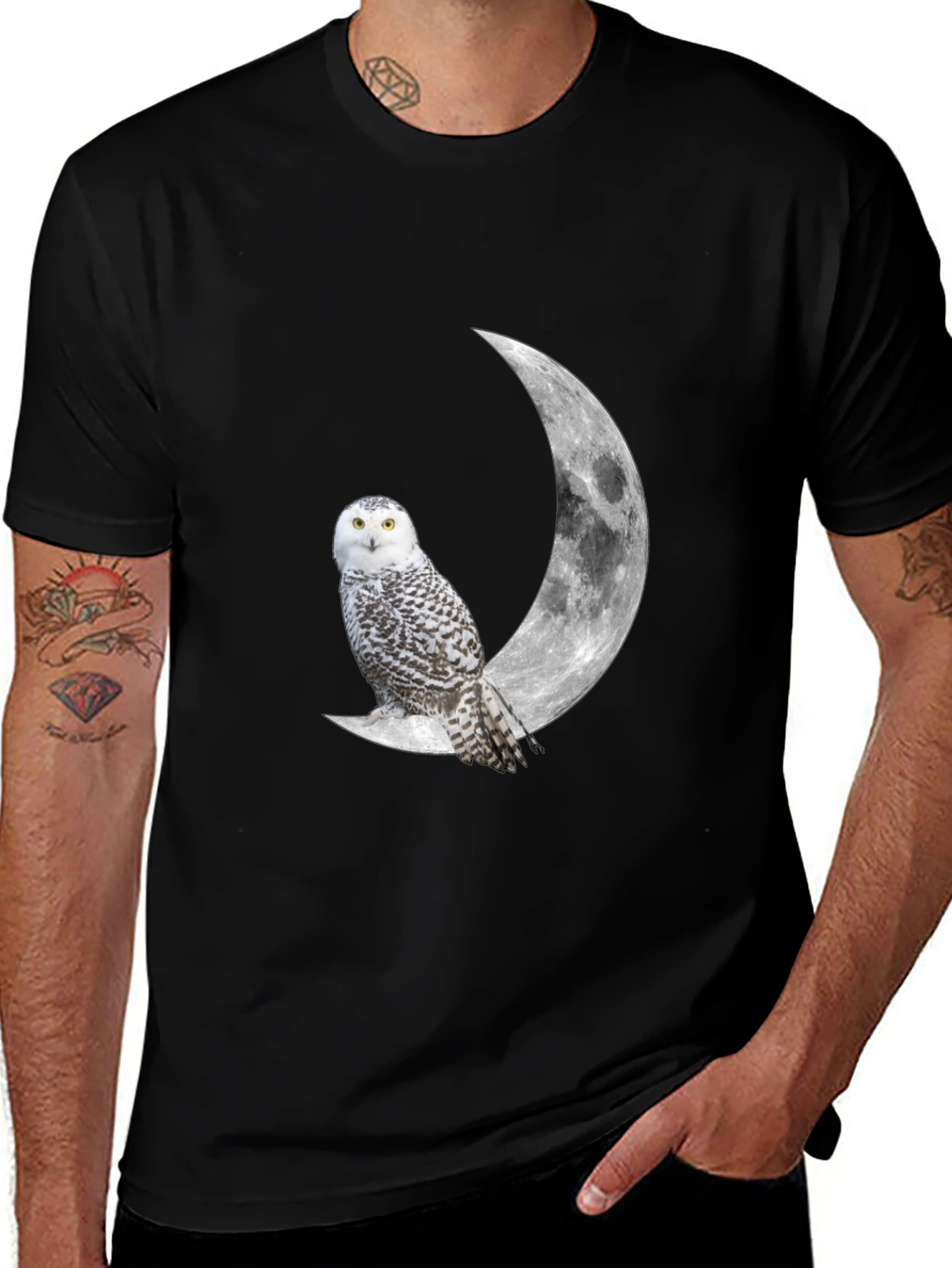 Variant 29 of Owl Moon T-Shirt - Black Graphic Tee