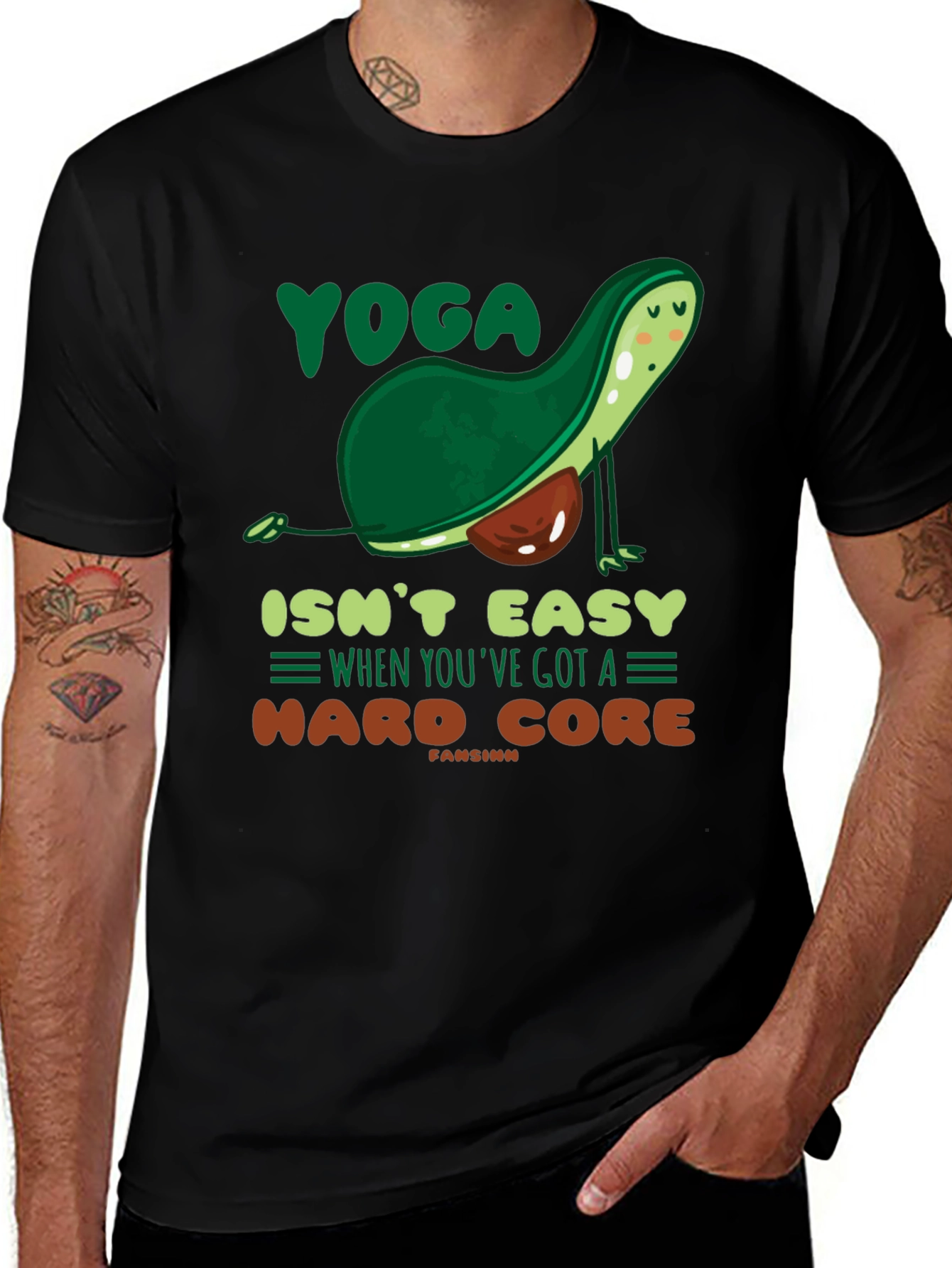 Variant 8 of Yoga Avocado Hard Core Black T-Shirt