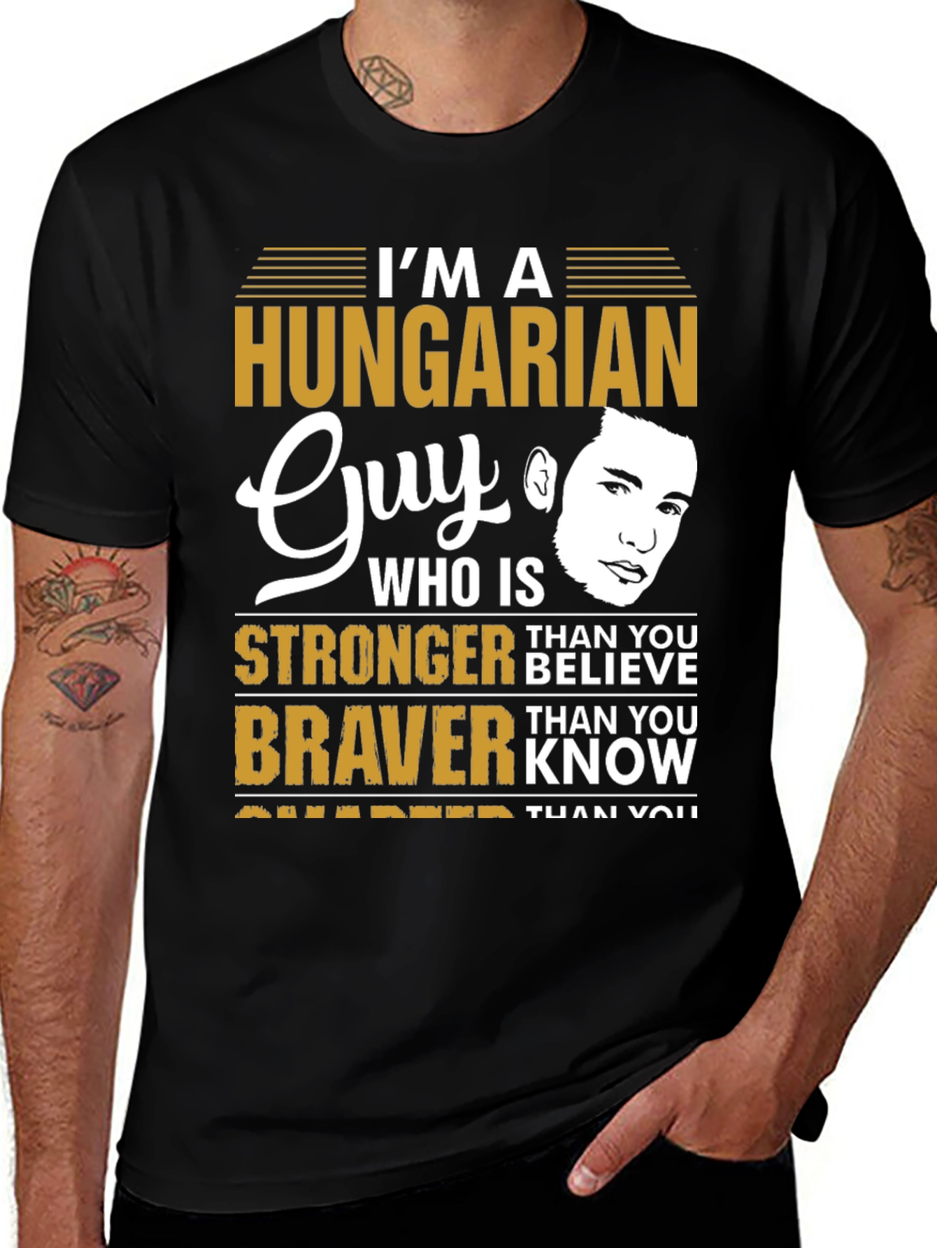 Hungarian Guy Graphic Tee - Strong & Brave Design