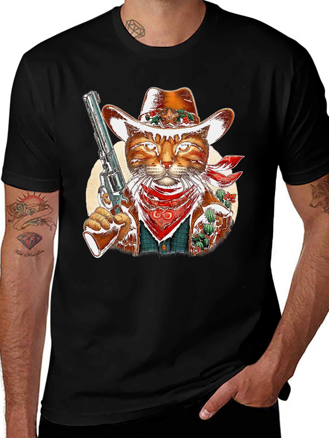 Variant 7 of Cowboy Cat Graphic Tee - Western Style Unisex T-Shirt
