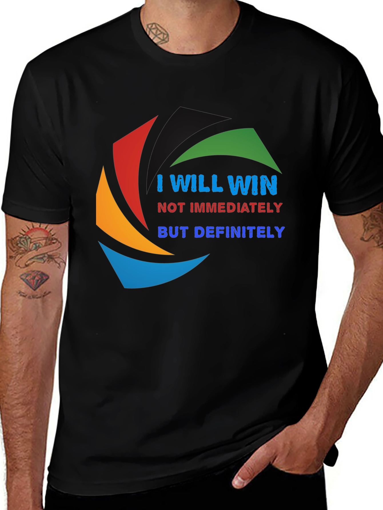 Variant 16 of I Will Win Graphic Tee - Motivational Black T-Shirt