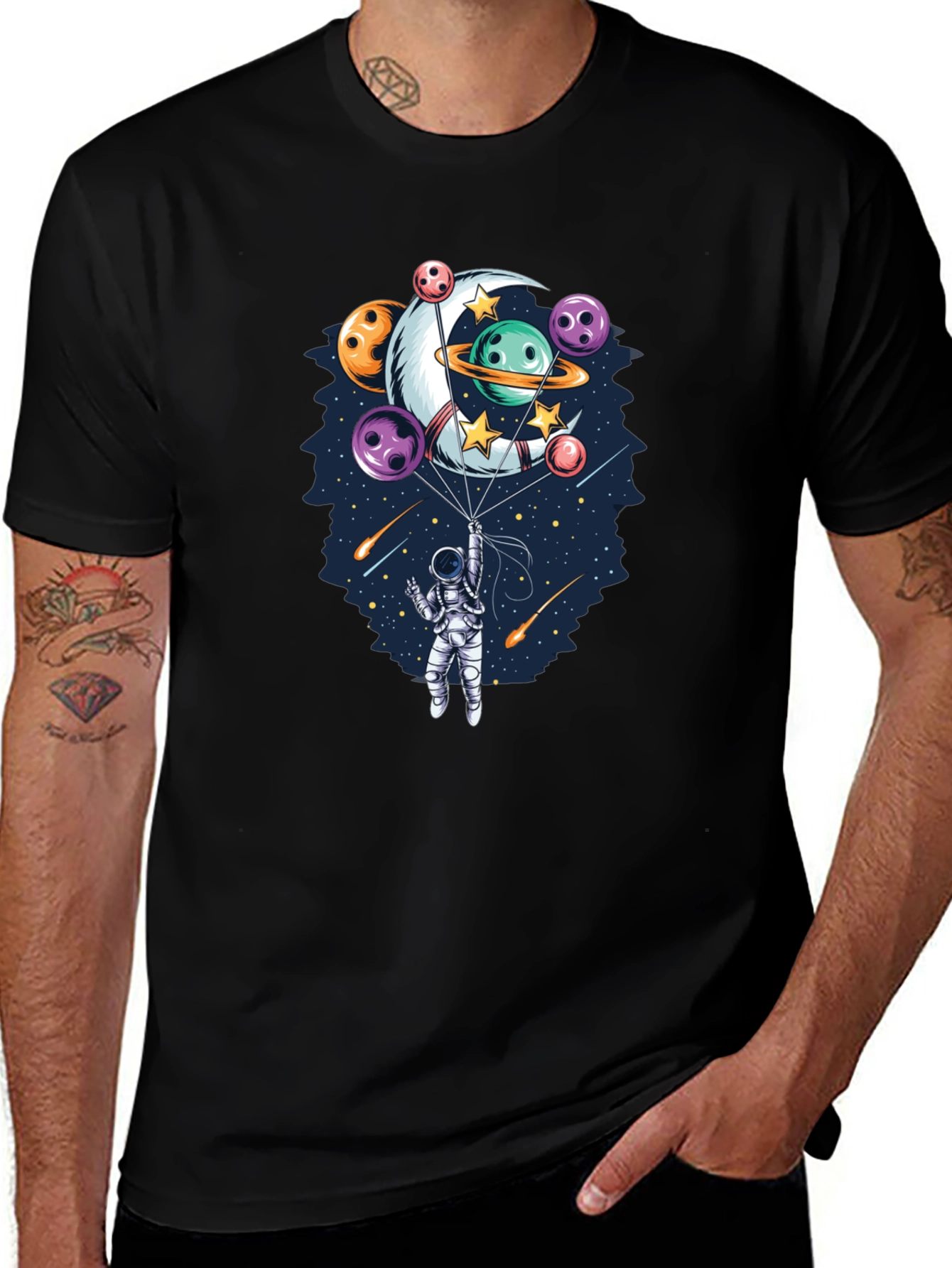 Variant 10 of Astronaut Space Bowling T-Shirt