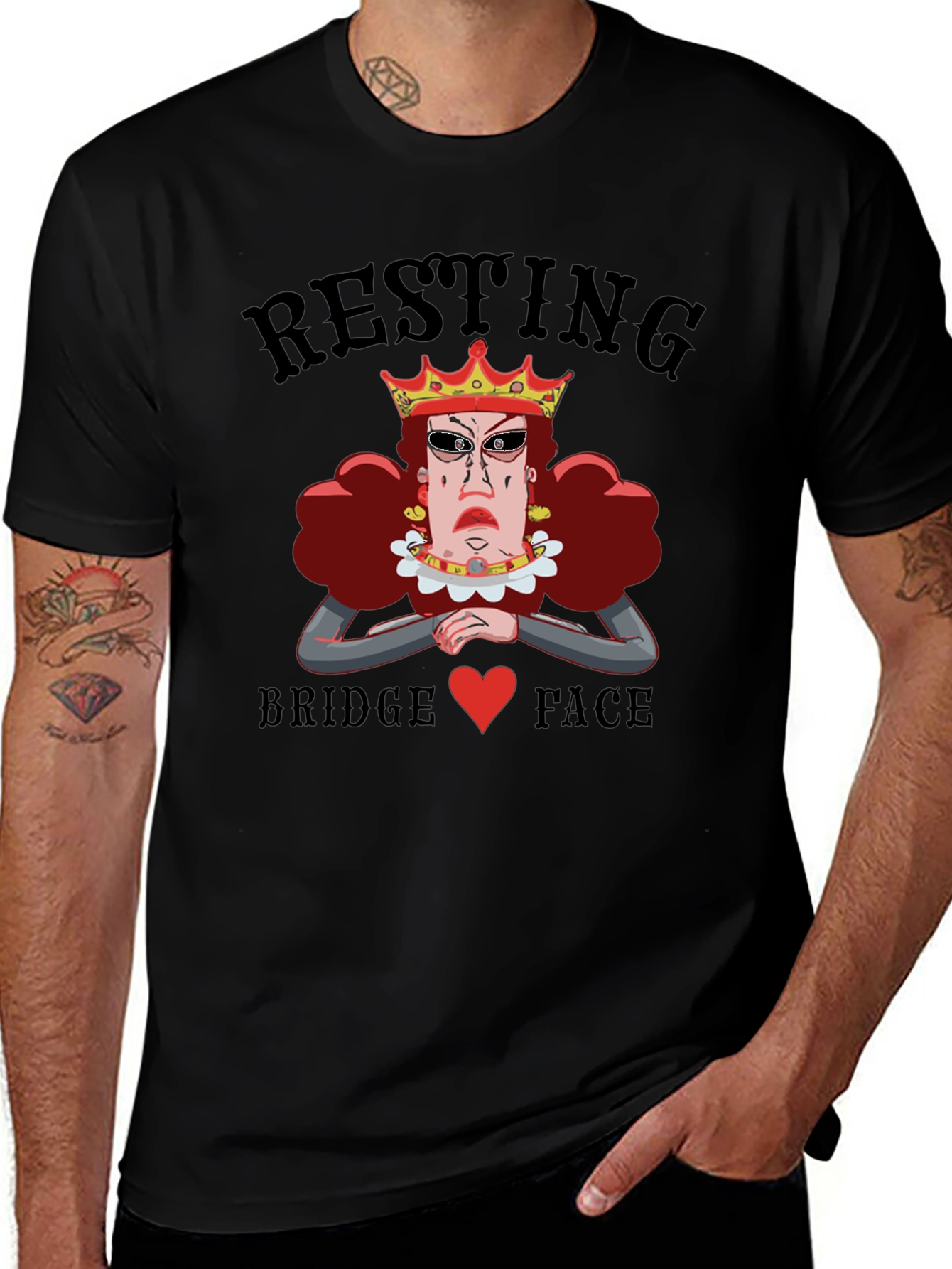 Variant 21 of Resting Bridge Face Graphic Tee - Queen of Hearts T-Shirt