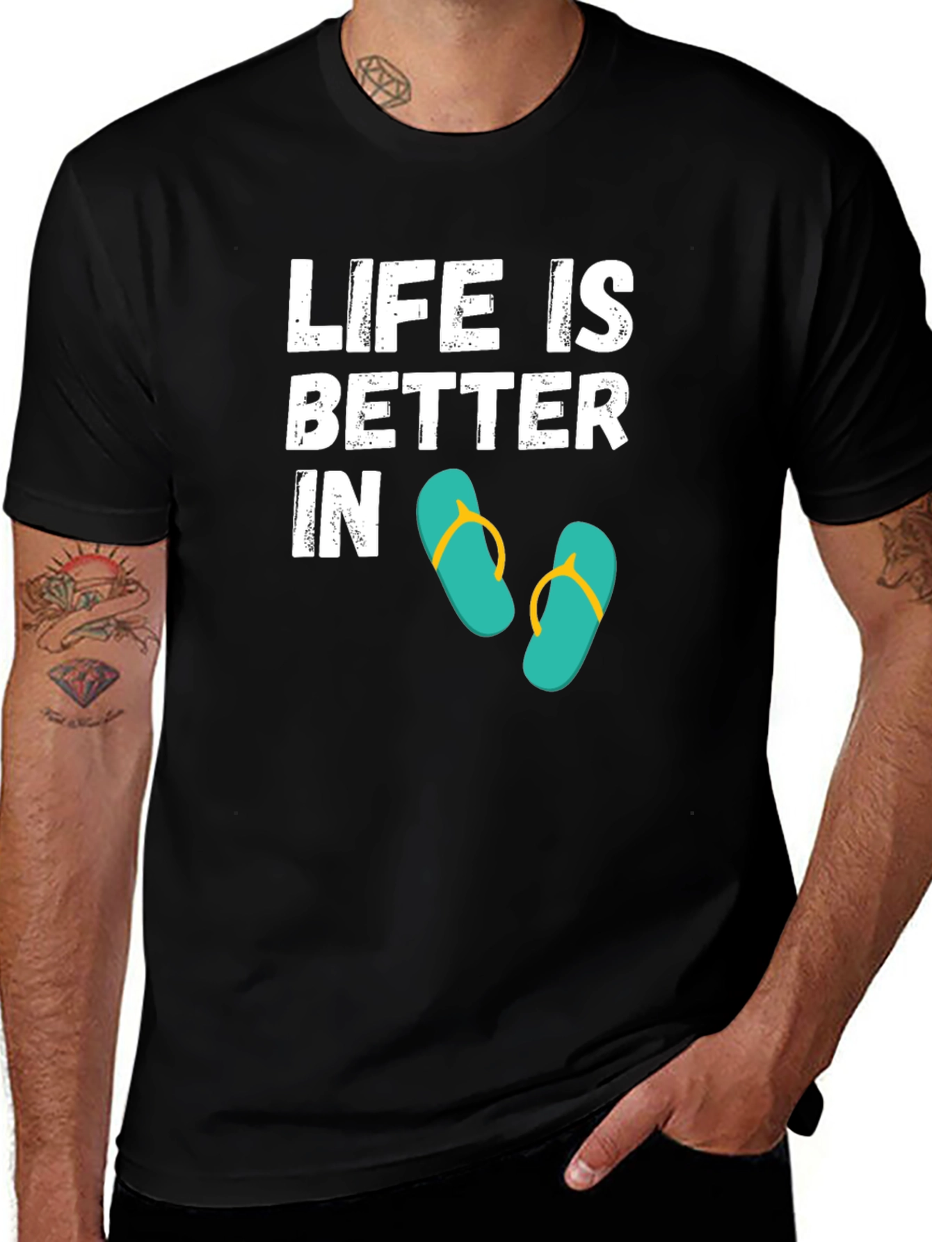 Variant 9 of Life Is Better In Flip Flops Graphic Tee - Black
