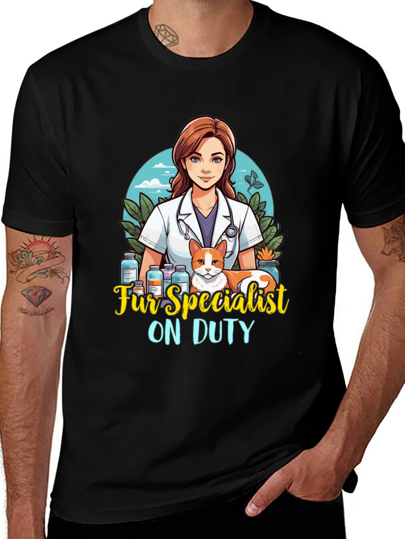 Fur Specialist On Duty T-Shirt - Veterinarian Tee