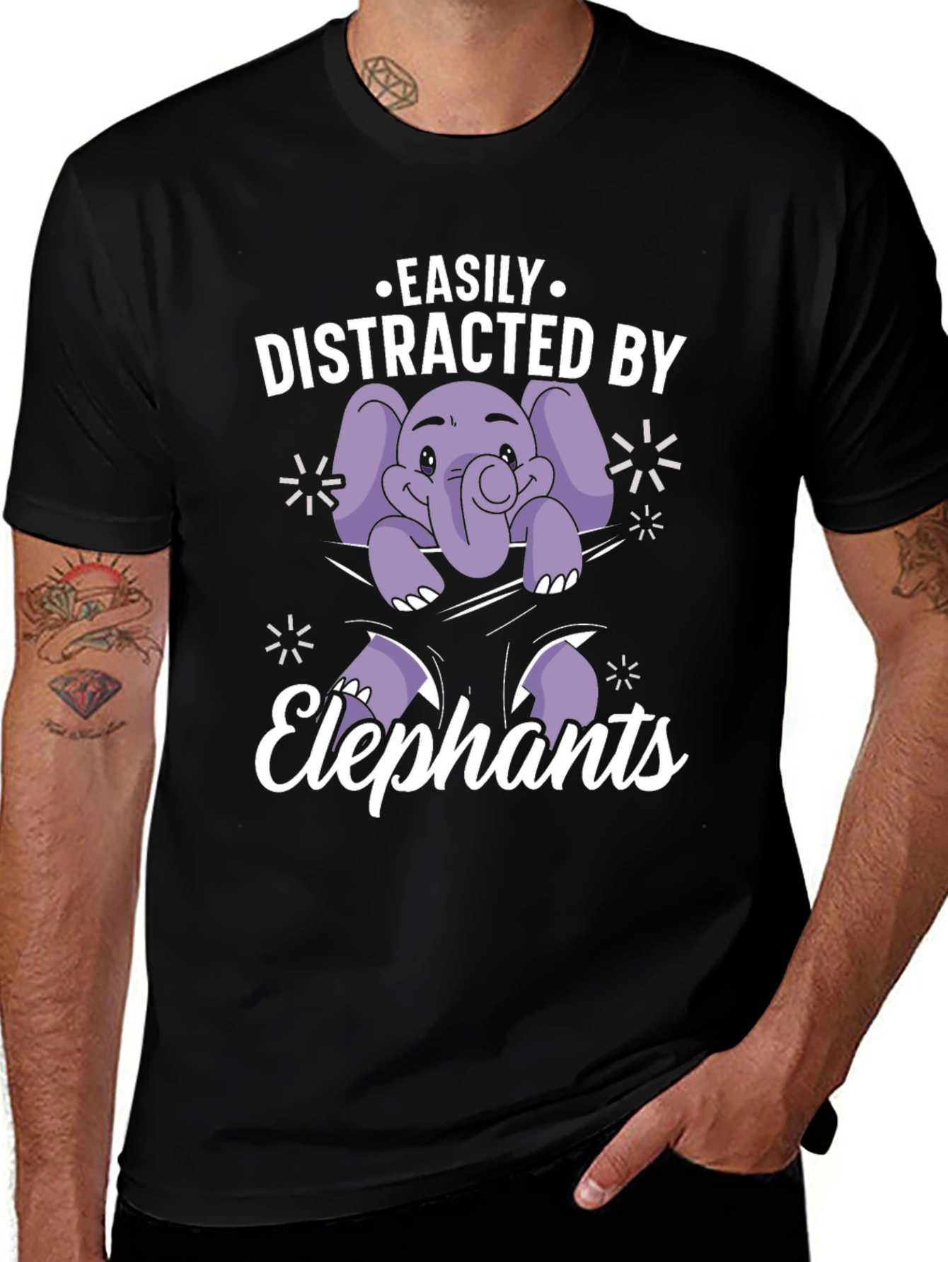 Variant 15 of Easily Distracted By Elephants Graphic Tee