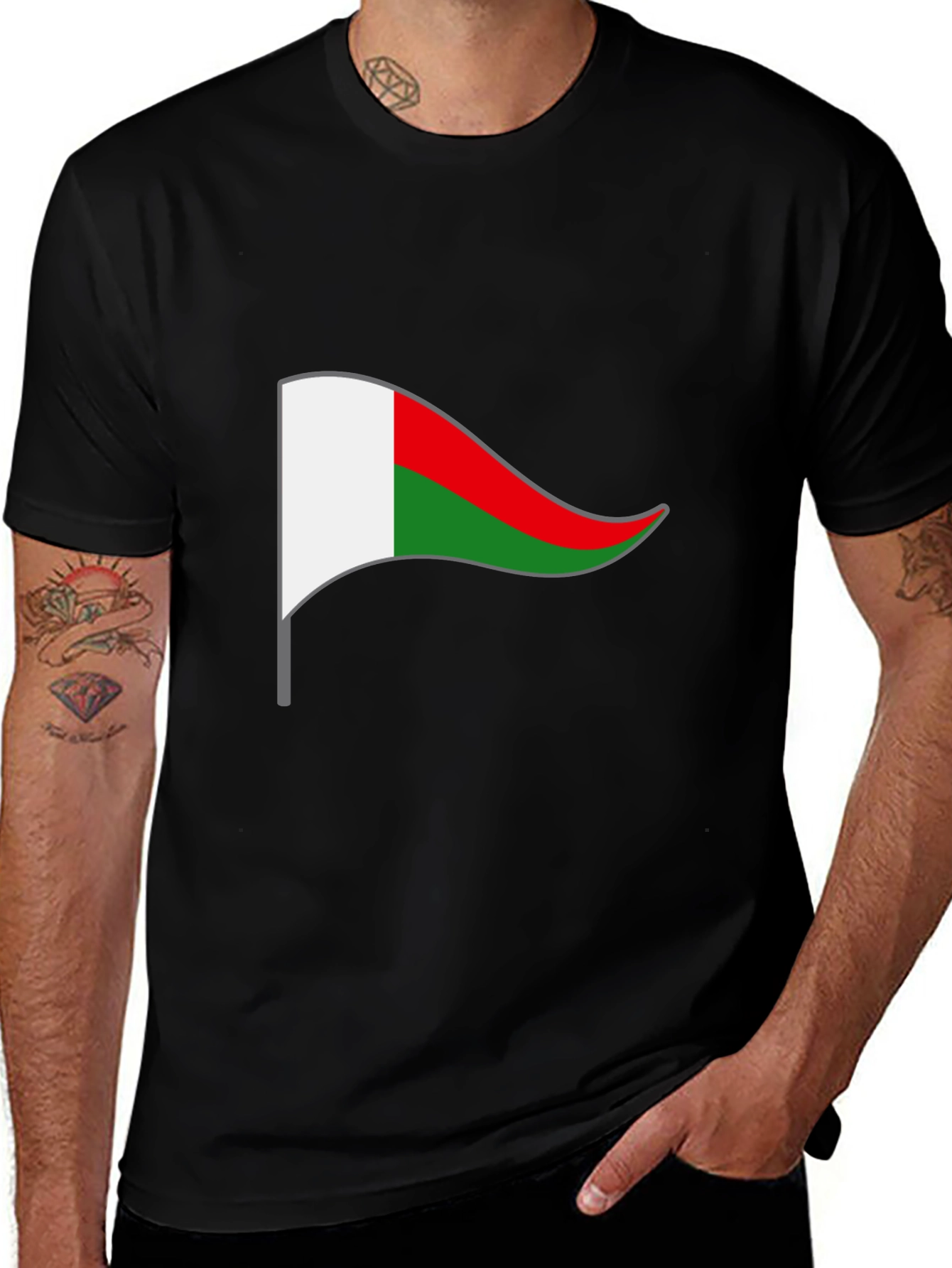 Variant 24 of Madagascar Flag T-Shirt - Black Cotton Tee