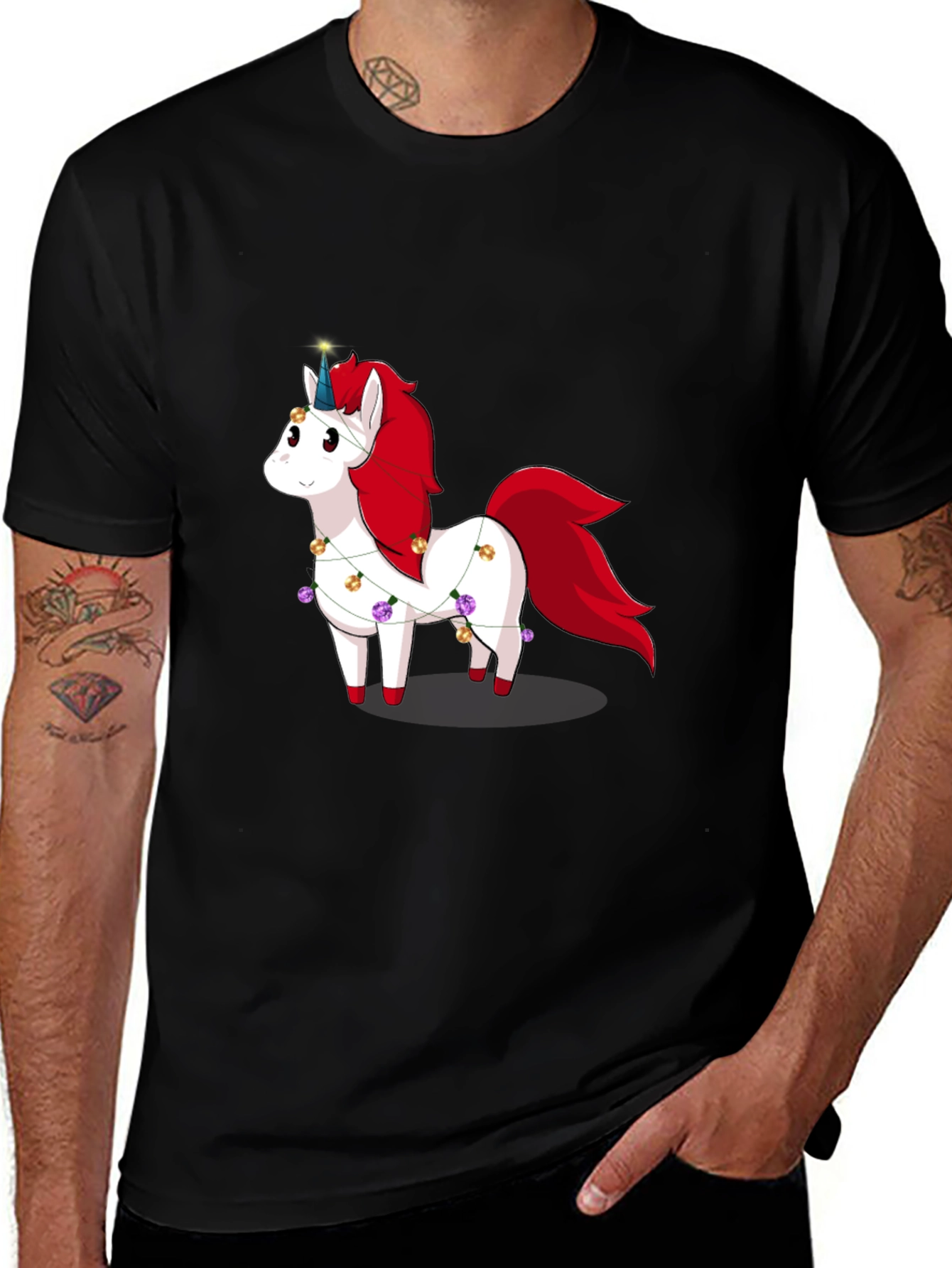 Variant 8 of Unicorn Christmas Lights T-Shirt - Festive Holiday Apparel