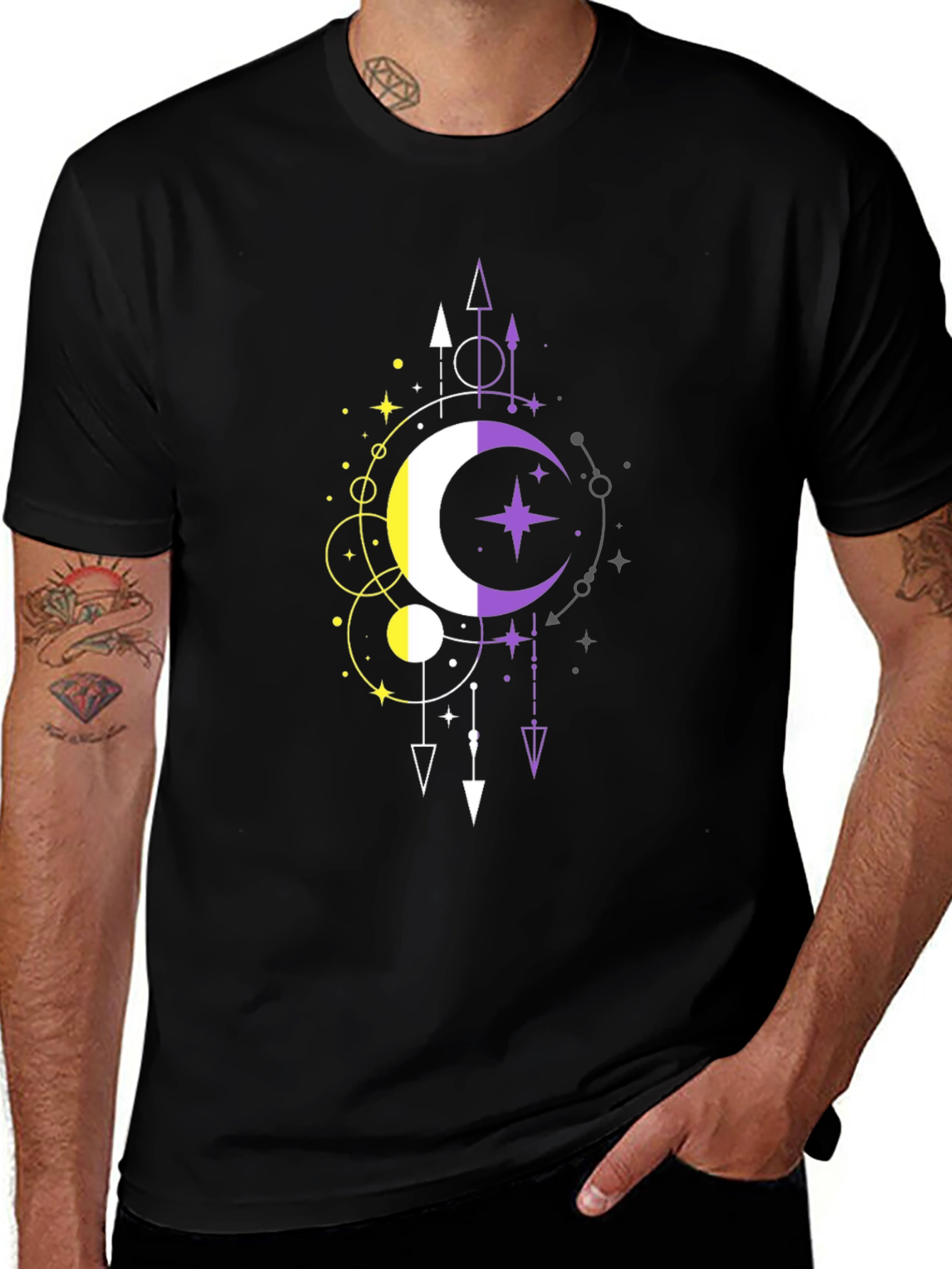 Variant 16 of Non-Binary Pride Crescent Moon Graphic Tee