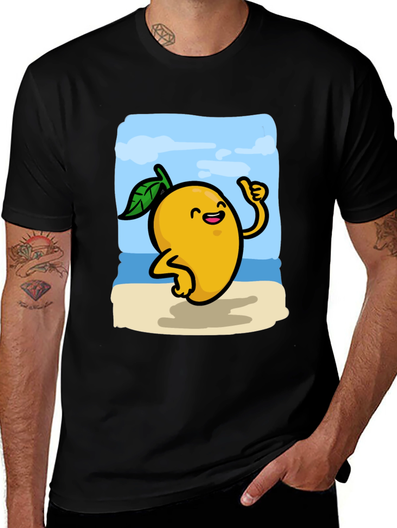 Variant 19 of Mango Beach Cartoon Black T-Shirt