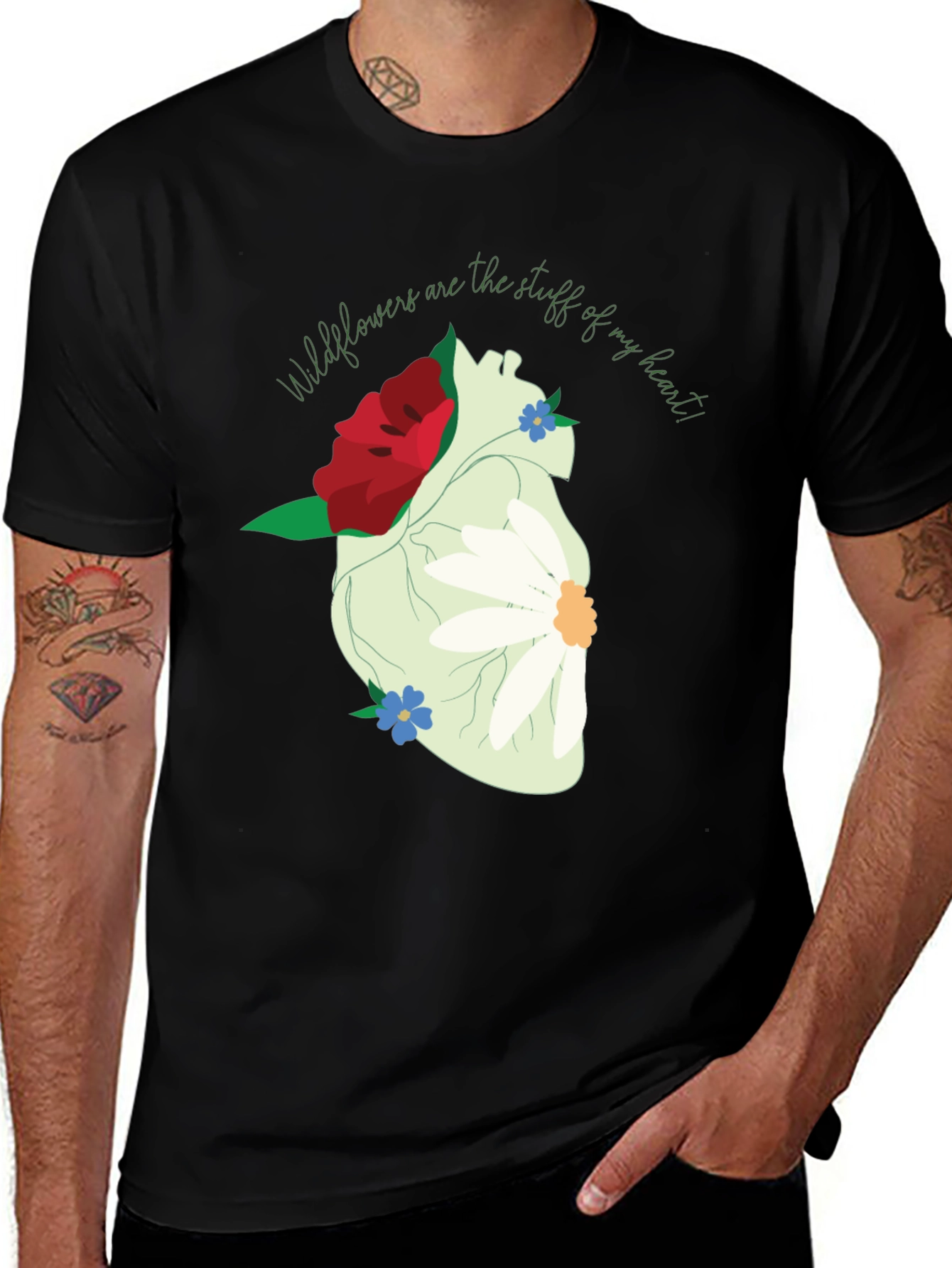 Variant 2 of Wildflower Heart Graphic Tee - Unique Floral Design